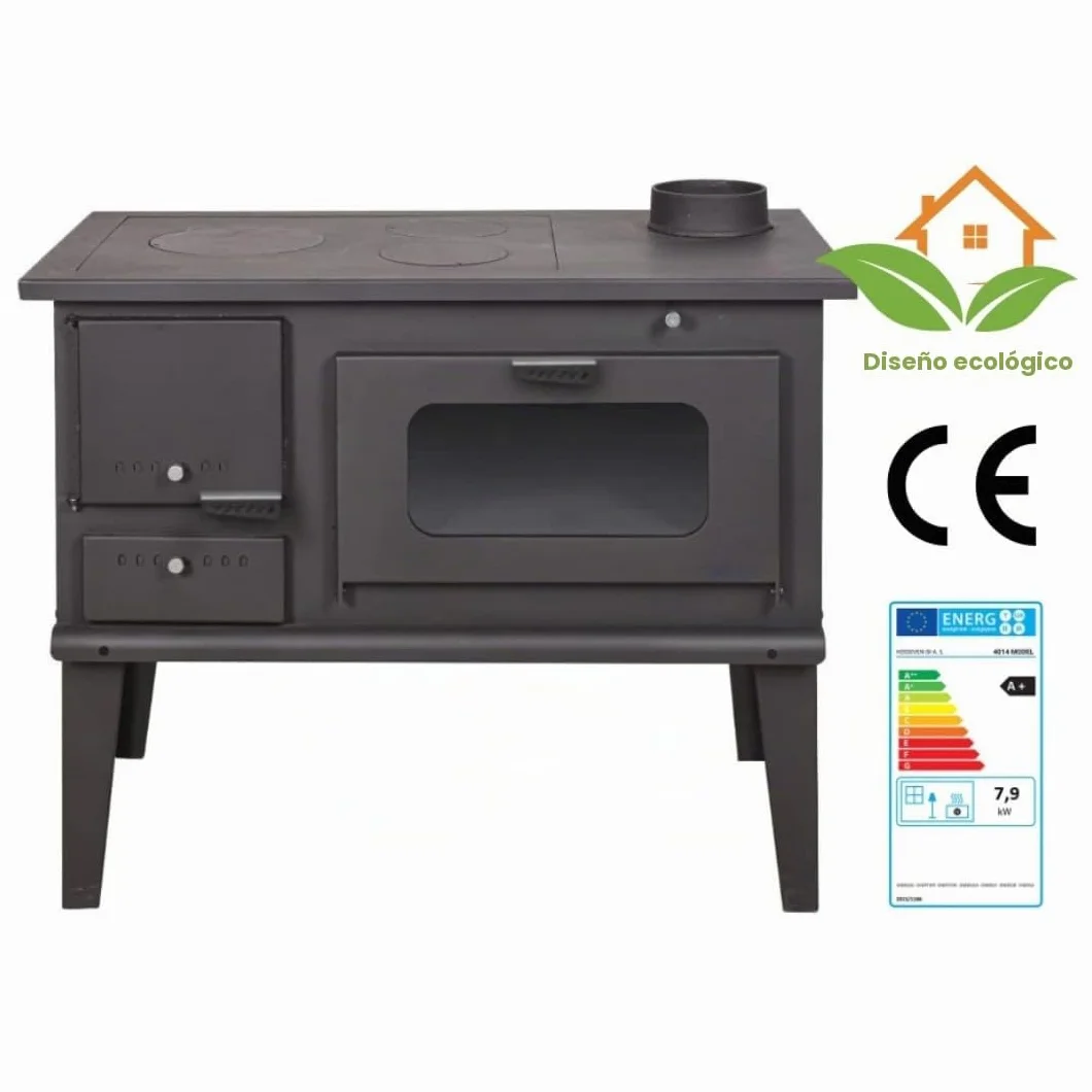 BALKAN ENERGY Cocina de leña de Metal 4014 7.9 kW Grafito Negro