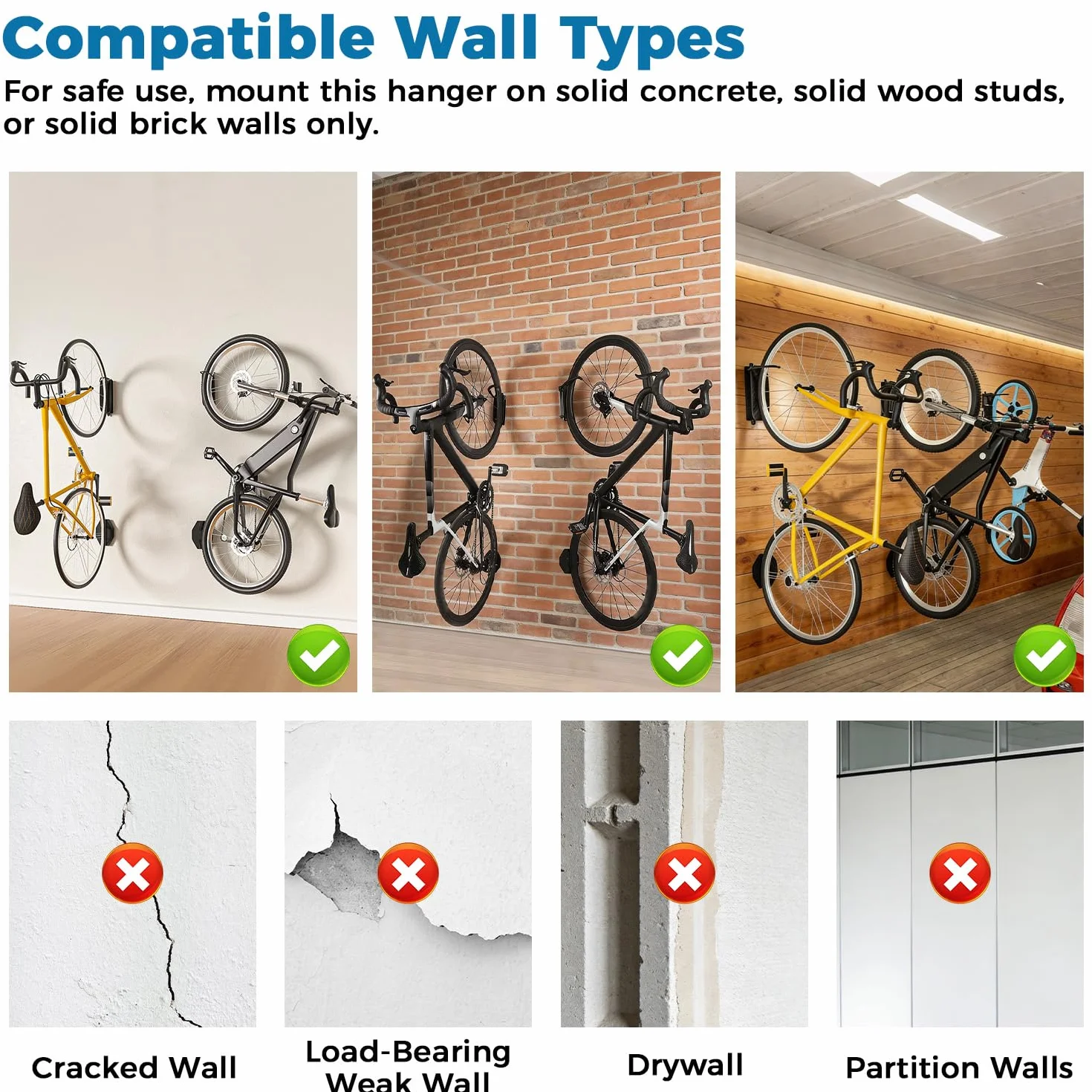 Soporte Bicicletas Pared Giratorio, Colgador Bicicleta Pared con Fijación Rueda Trasera, Hasta 30 kg