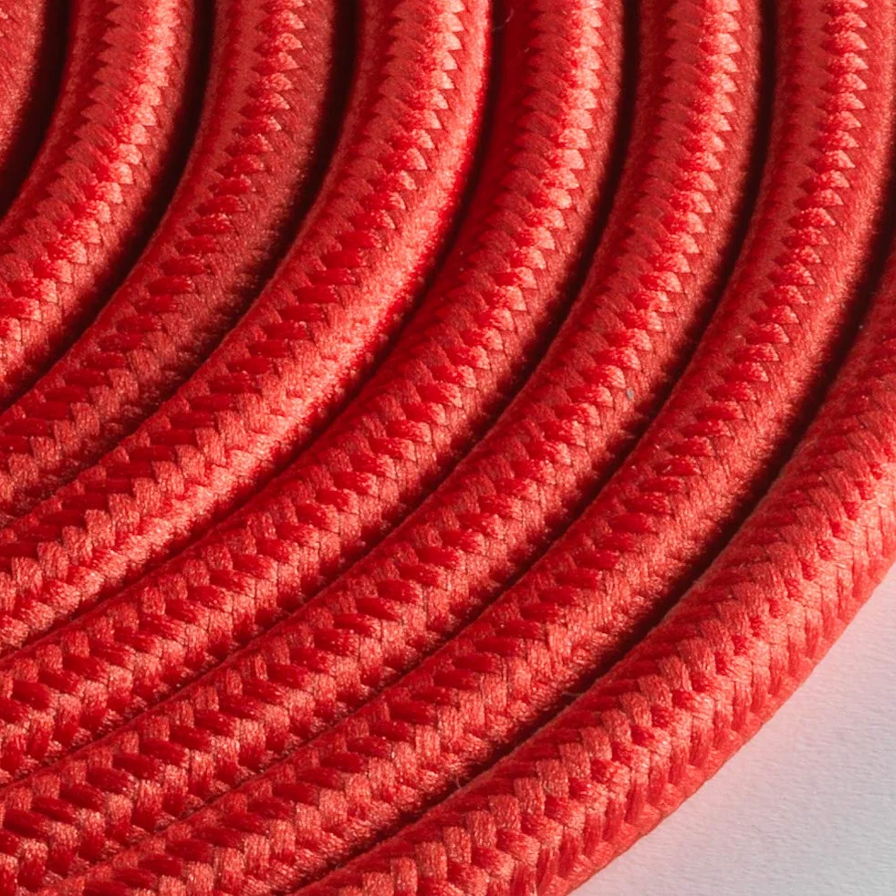 Klartext – Cable textil redondo luminoso para iluminación, 3 x 0,75 mm, rojo, 10 m. Atención: cable tierra incluido. Máxima seguridad a prueba de golpes.