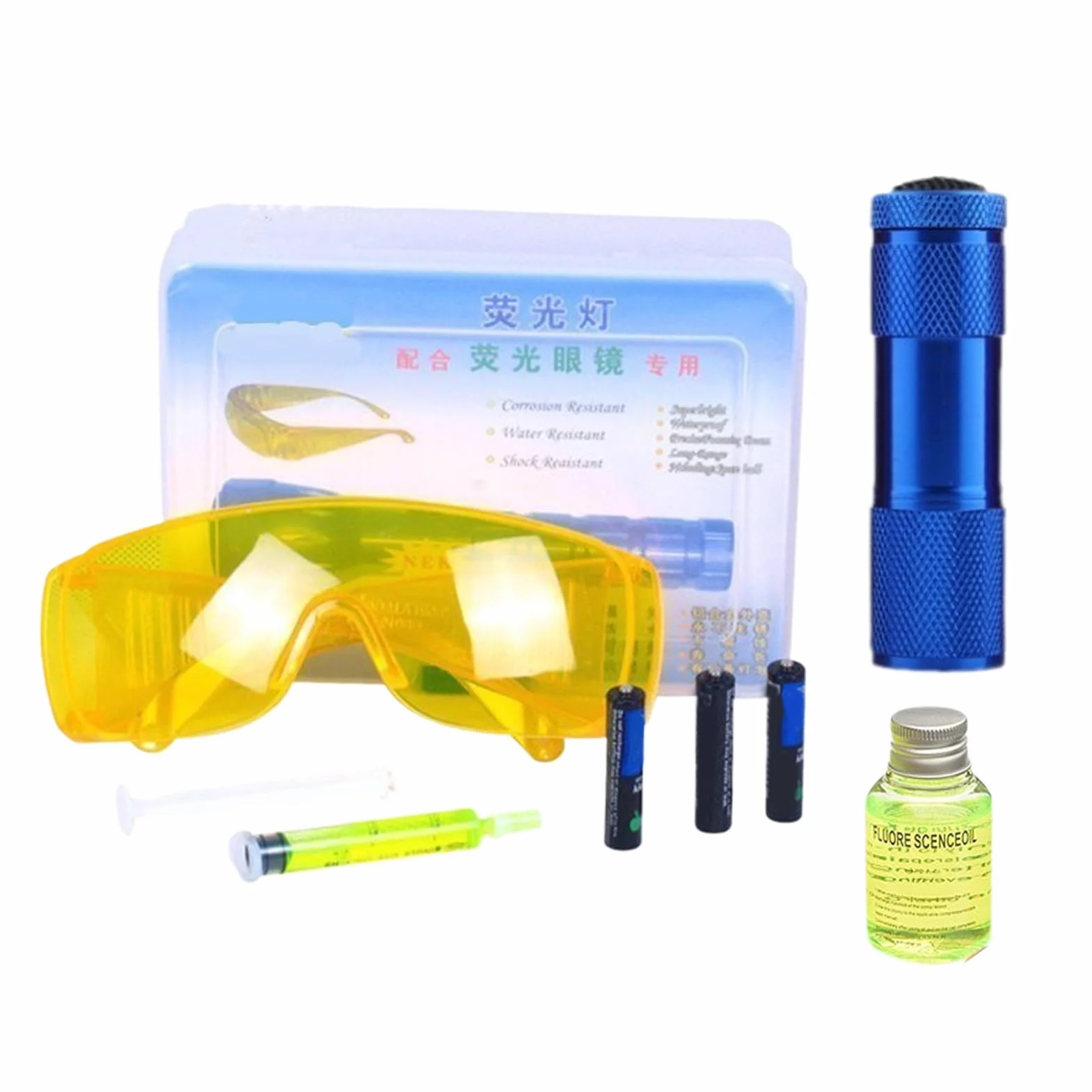 Kits de Detector de Fugas | Gafas Aire Acondicionado Kit de detectores de Fugas precisas | Herramientas de detección de Grietas de CA - Linterna UV de ABS 10 ml Dye HVAC Detecciones f