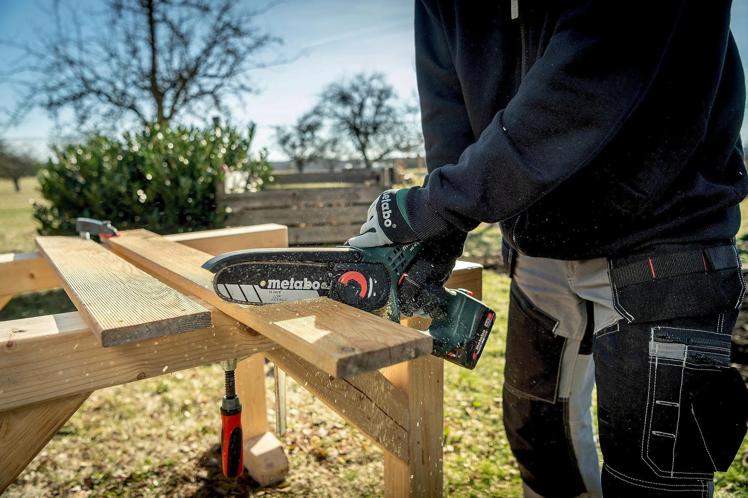 Metabo Sierra de Jardín Inalámbrica 15 cm Motosierra Pequeña para Poda