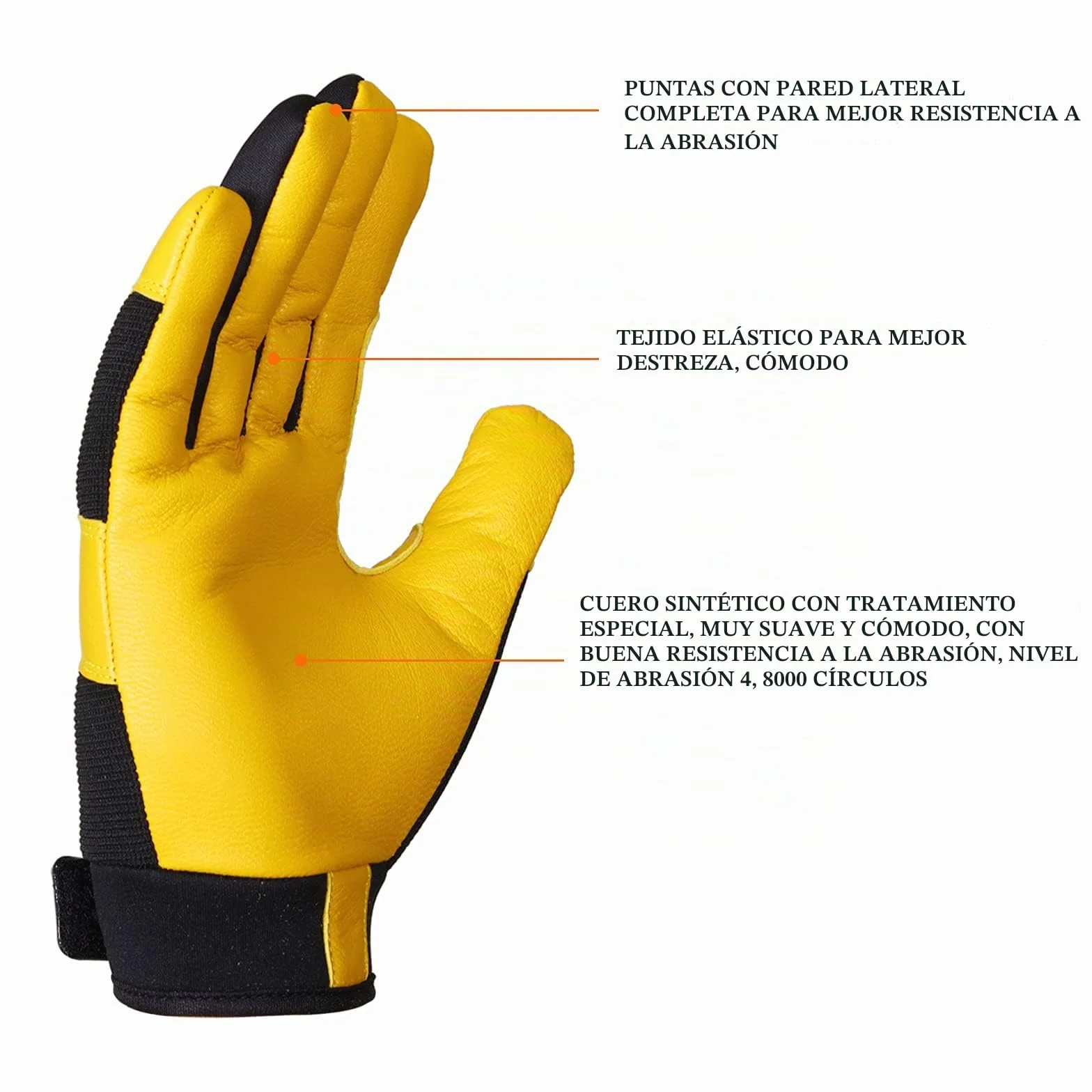 Guantes de trabajo de jardinería a prueba de espinas, cuero resistente y transpirable, Amarillo L
