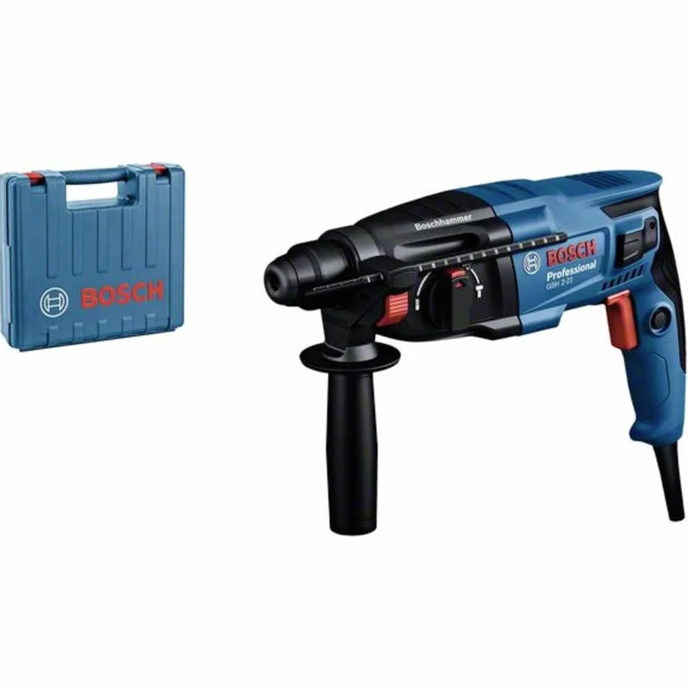 Bosch Professional martillo perforador GBH 2-21 (con SDS plus, incl. empuñadura auxiliar, paño para la máquina, profundidad retráctil, maletín)