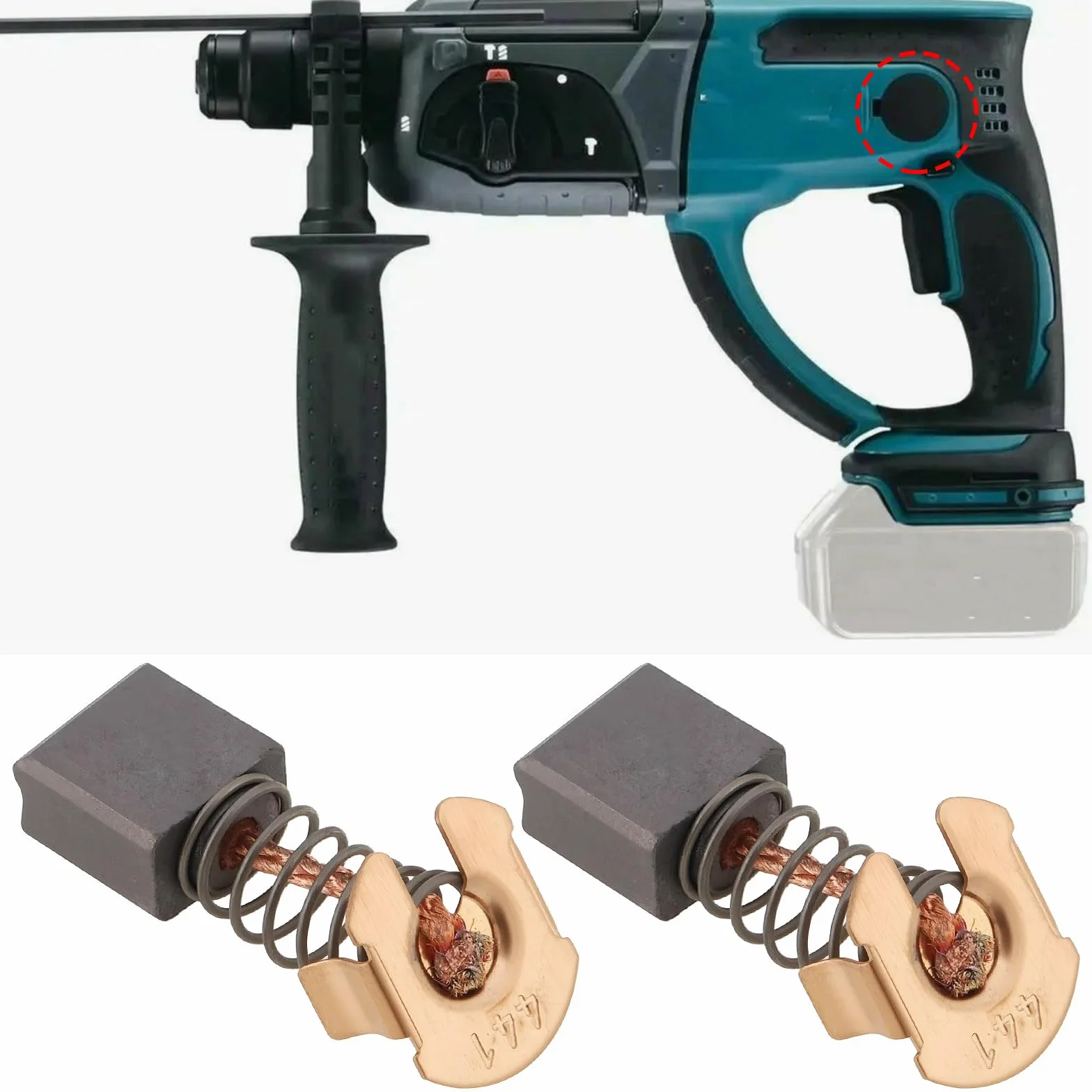 Juego de Tapas de Cepillo de Carbono para Motor 424128-4 CB411 Compatible con Makita DHR202 BHR202 SDS+ Plus