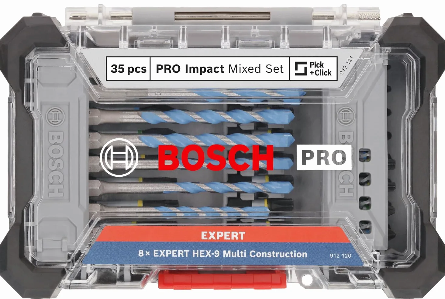 Bosch 35 x PRO Impact Mixed Set de 35 piezas (para hormigón, azulejos blandos, 200 x 107 mm, accesorios profesionales, destornillador, destornillador)