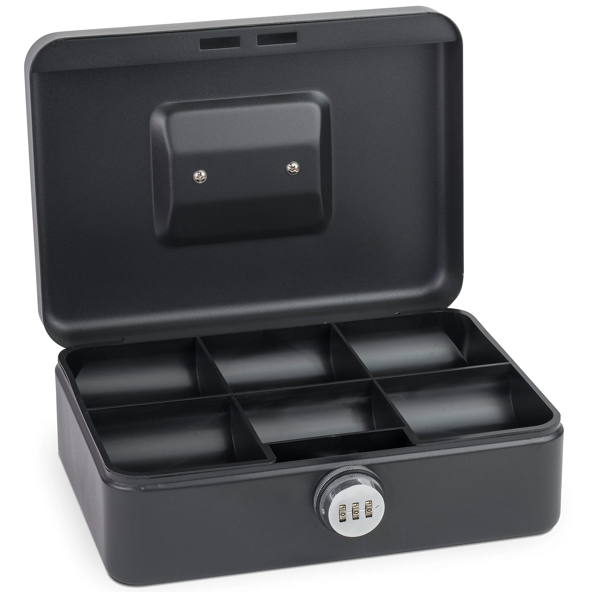 Caja de caudales Sax con cerradura de combinación, cerradura extra fuerte, 25 x 18 x 9cm, Grande, Caja de caudales de seguridad negra