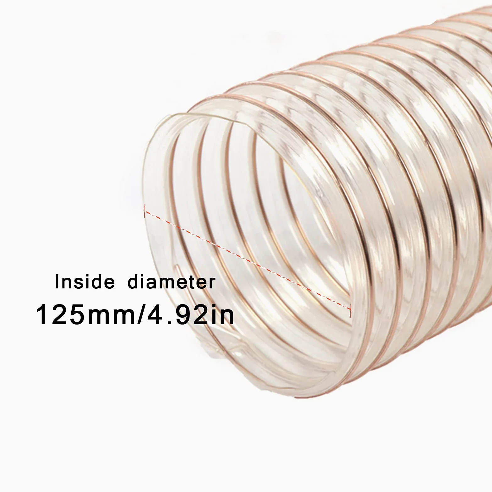 MHUI Manguera De PU Manguera Flexible De 3,28 Pies para Aspiración Y Eliminación De Polvo Industrial Espesor De Pared 0,63mm ID 115-155 mm,125mmX0.63mm