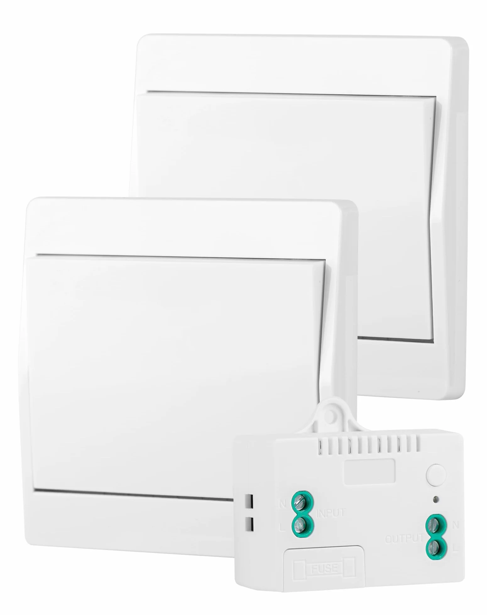 2 Funklichtschalter Ohne Batterie LAOYE 2 Funkschalter mit 1 Empfänger Batterieoser Funk-Wandschalter Keine Verkabelung 2 Lichtschalter mit 10A Empfänger Wireless Lichtschalter Fernbedienung bis 50m