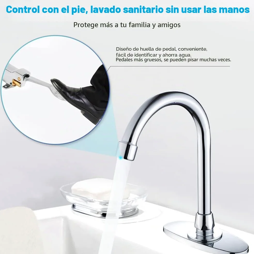 Válvula a Pedal Simple para Suelo LukLoy, Cromo Pulido Válvula de Agua Operada con el Pie para Cocina y Baño (1 paquete)