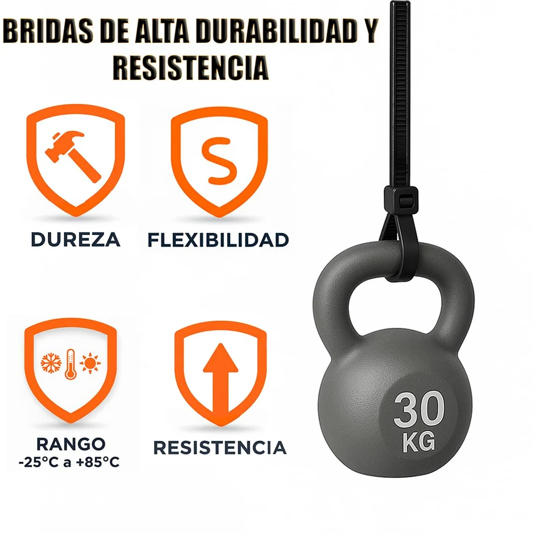 Set De Bridas Negras - Fix Level - Bridas De Plastico Muy Resistentes - Abrazaderas Plastico Para Sujetar Cables Y Esconder Cables - Organizador De Cables Y Sujeta Cables 4,8 X 360/300 Unidades