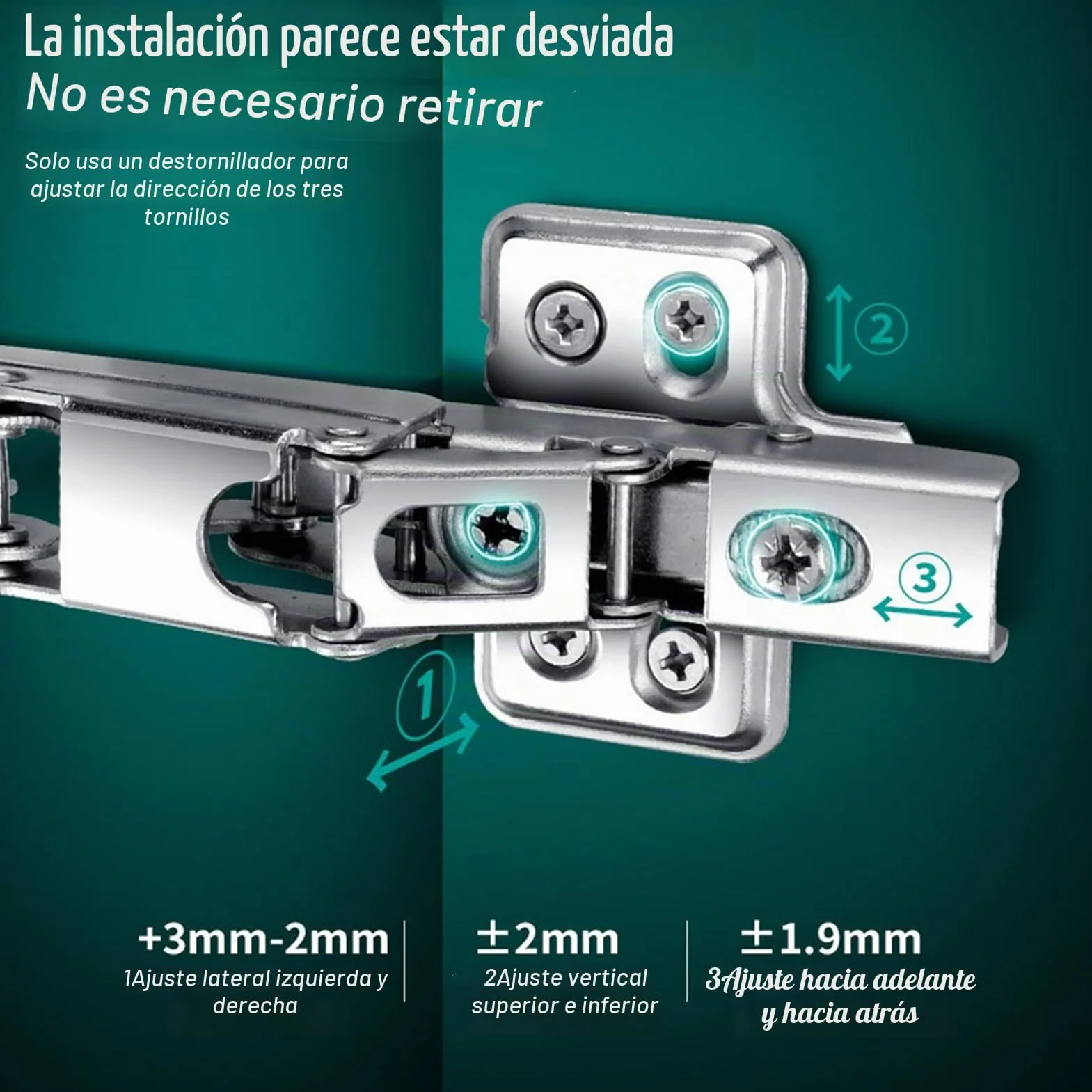 Bisagras para armario de cocina (1 par, 2 unidades), bisagras de 165º de media superposición para puertas rinconeras Lazy Susan, puertas de esquina