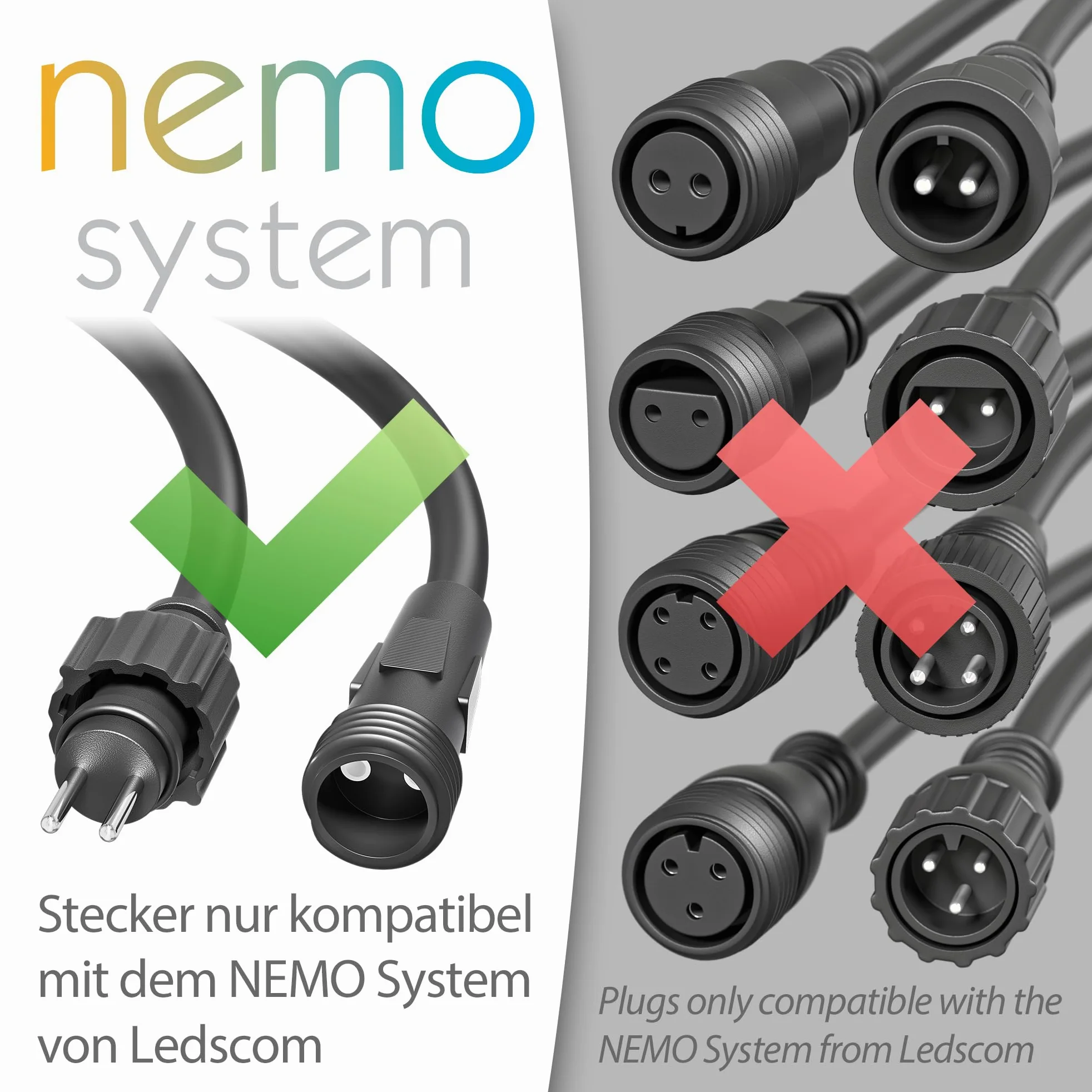 ledscom.de Fuente de alimentación/transformador LED de 40 W para sistema de enchufe NEMO, enchufe, 12 V CA, negro, IP68