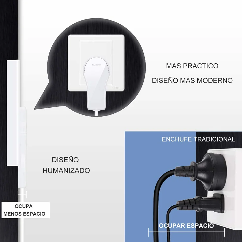EXTRASTAR Enchufe en ángulo Plano Extraplano 8 mm 250V 16A Blanco