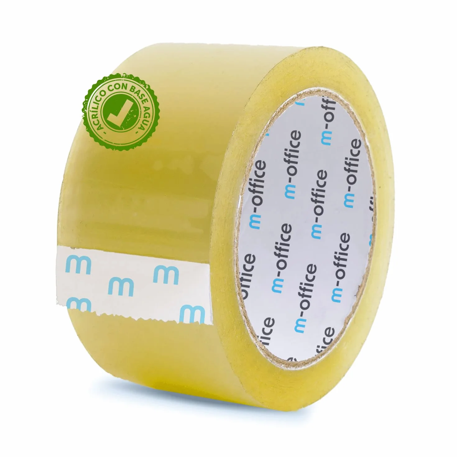 m-office Cinta Adhesiva Transparente, Cinta de Embalar Adhesiva para Embalaje de Cajas, Envíos, Mudanzas y Manualidades, Precinto Transparente Seguro y Resistente (36mmx66m, x1)