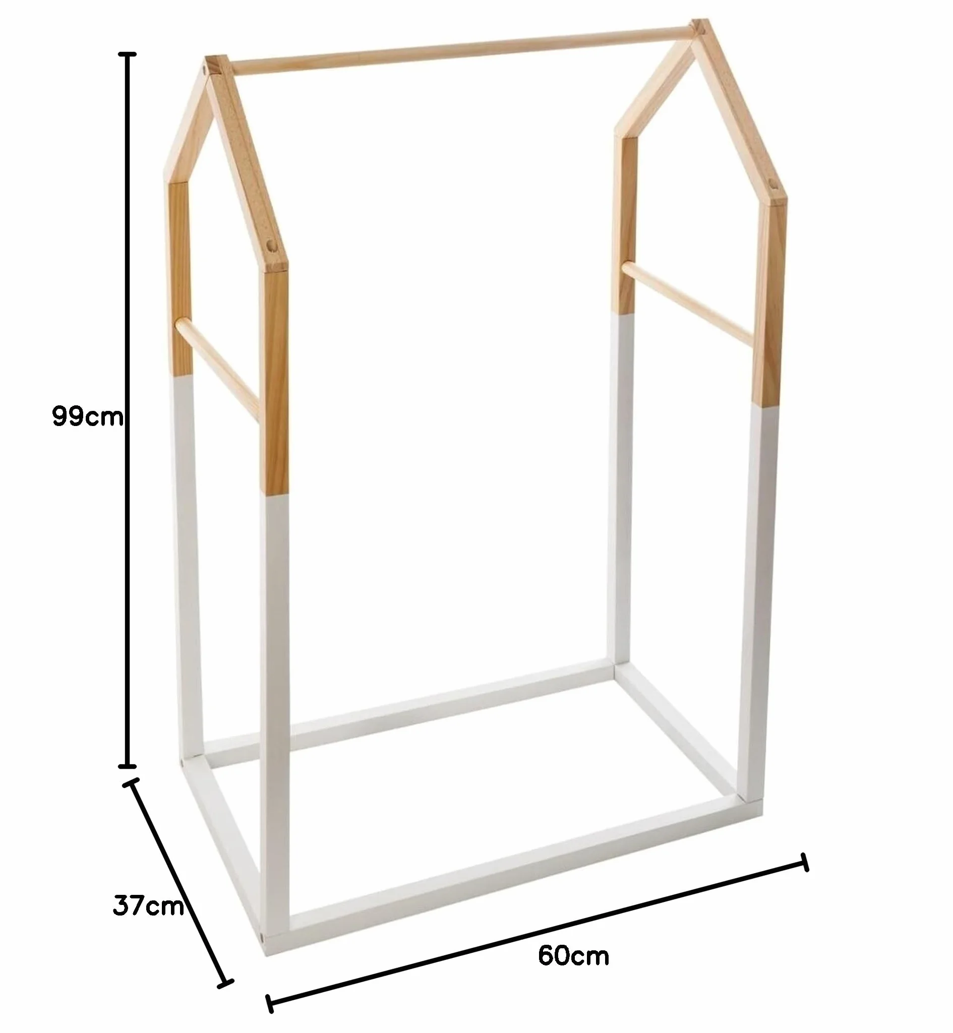 Perchero Infantil estilo casita, Madera, natural, L.60 x P.37 x H.99 cm