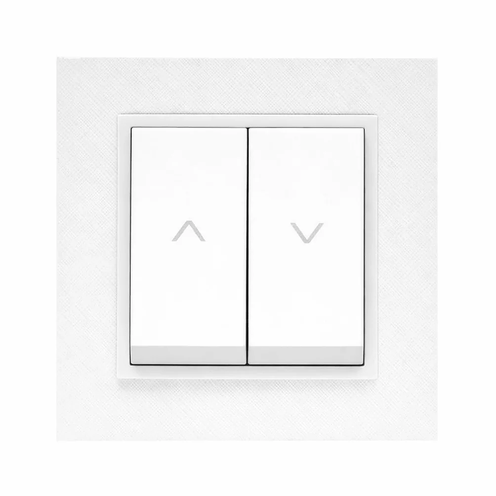 ILUMINASHOP ® Mecanismo pared Empotrable con Marco, 100-250V AC, Mecanismo Eléctrico 85x85mm, Fácil Instalación, Fácil de Limpiar (Pulsador Doble Para Persianas Automáticas, Blanco PC)