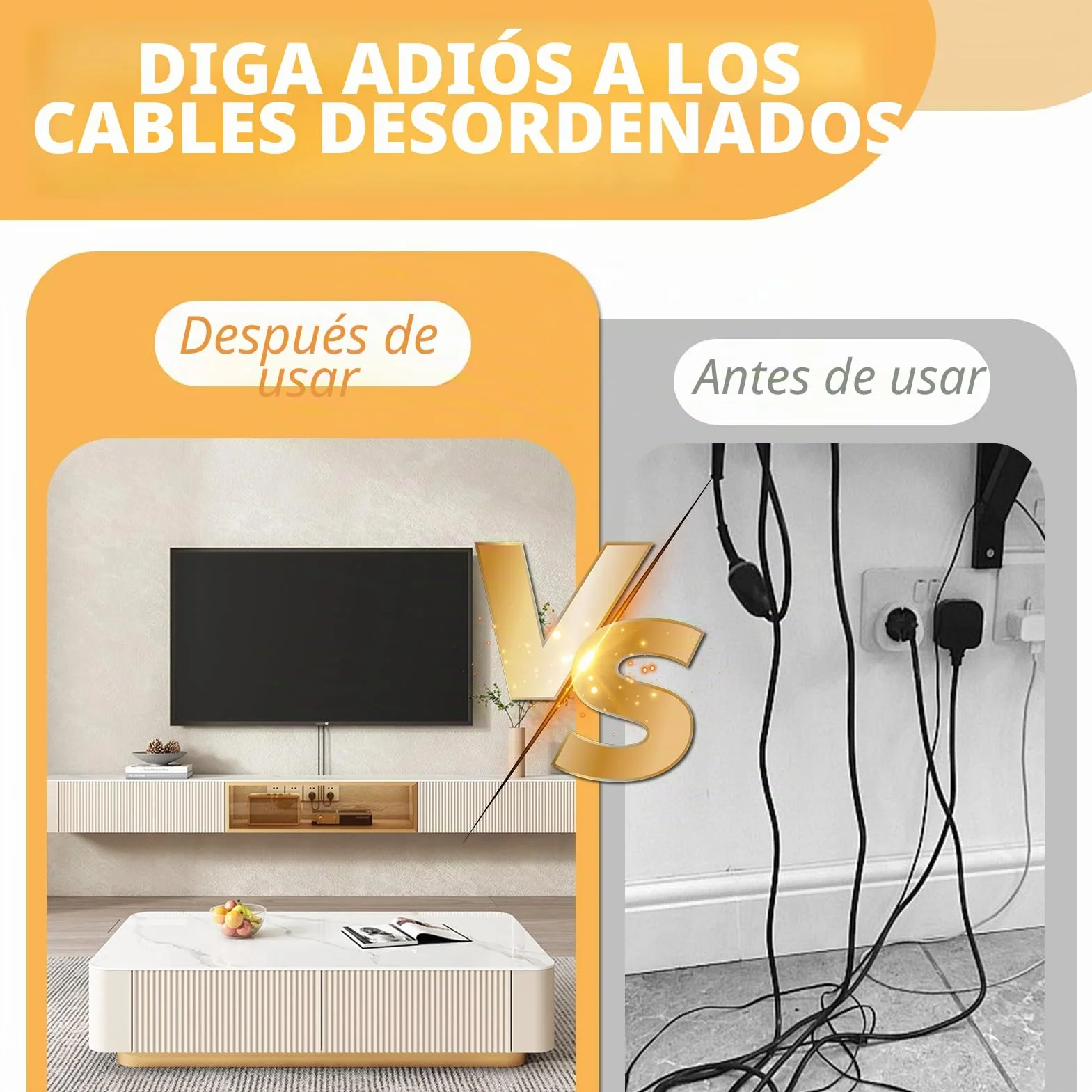 Canaleta para Cables Adhesiva de Pared 2 Metros, Protector de Cables Flexible PC, 10x10mm, Blanco