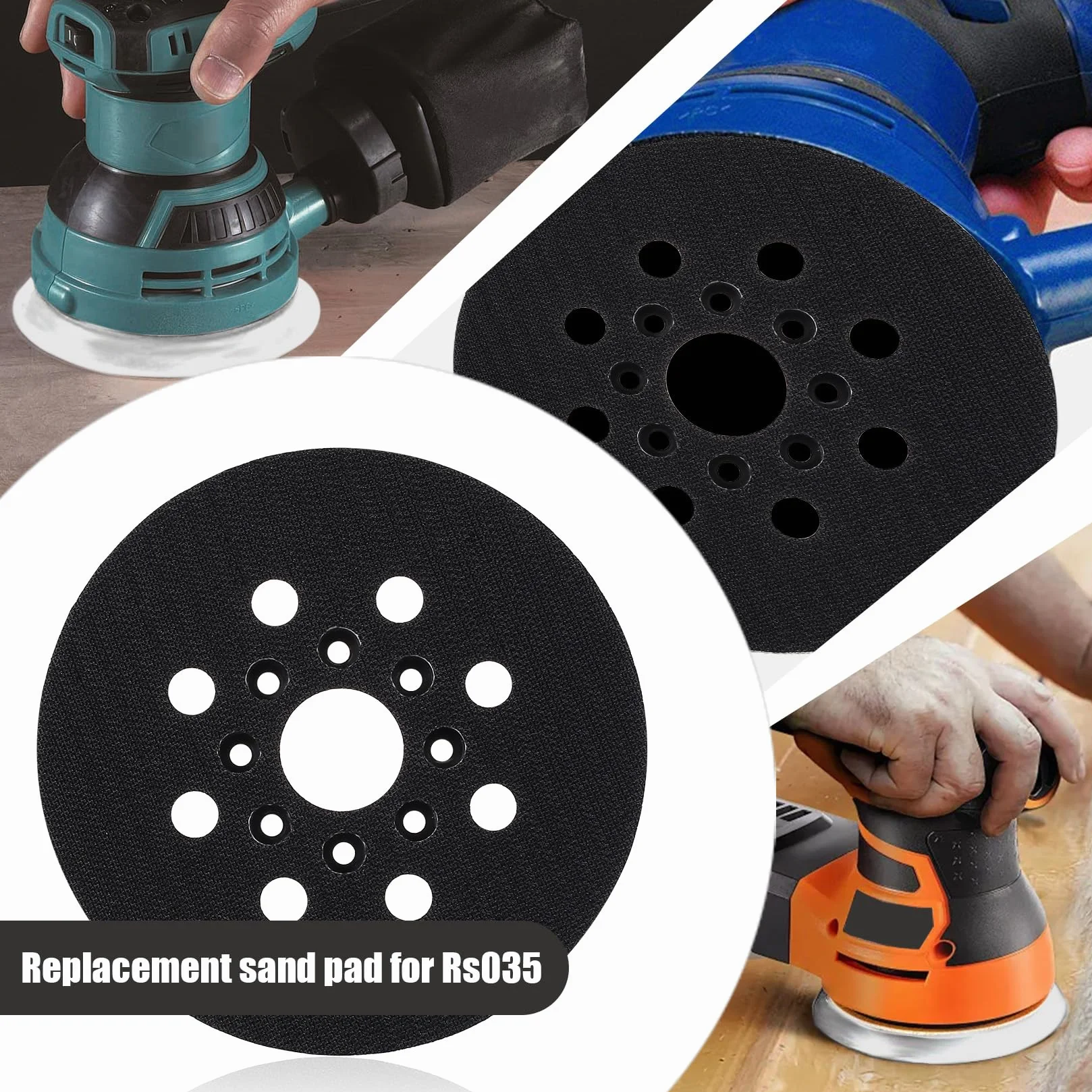 Plato de Lija 125 mm 8 Agujeros Compatible con Bosch Pex 220 A Gex 125-1 Ae Skil 7402/7490 para Lijadora Excéntrica