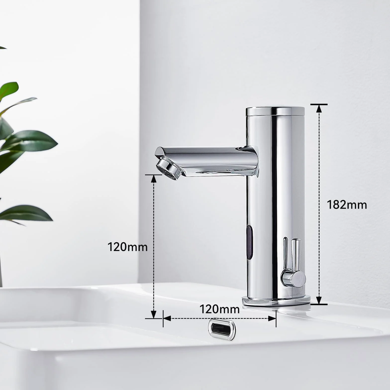 Auralum - Grifo Sensor Automático, Grifo de Lavabo con Sensor Infrarrojo Sin Contacto, Inteligente Grifo Baño, Elegante Cromado Monomando para Agua Caliente y Fría