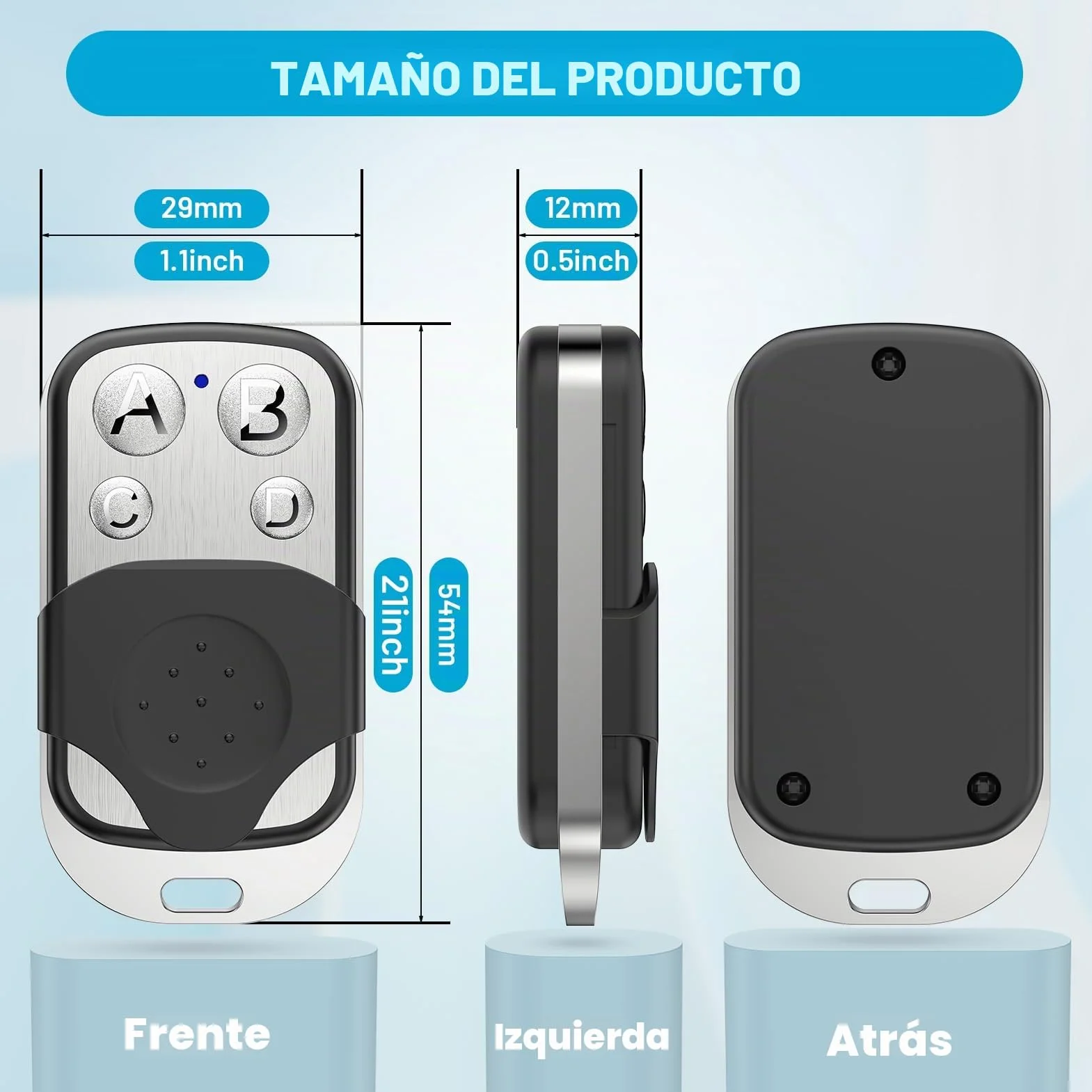 3Pcs Mando Garaje Universal 433Mhz, Mando a Distancia Clonador Puerta Garaje Codigo Fijo, Duplicador de Mandos de Garaje, Control Remoto Inalámbrico Automático para Puerta de Garaje