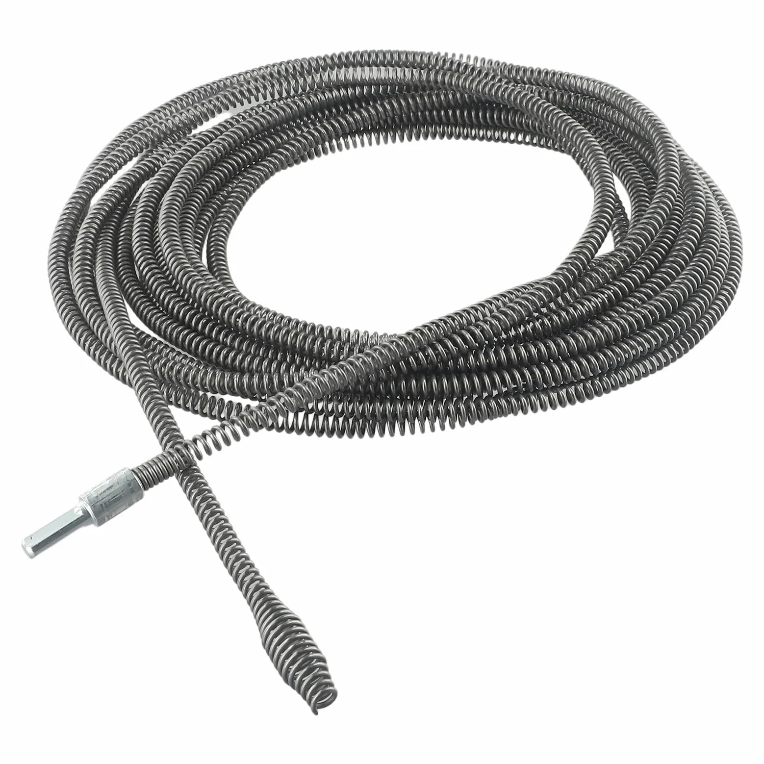 Limpiador de tuberías de drenaje de resorte de 5 metros de longitud para uso de taladro eléctrico para eliminar obstrucciones en desagües de cocina y baño (10 metros)