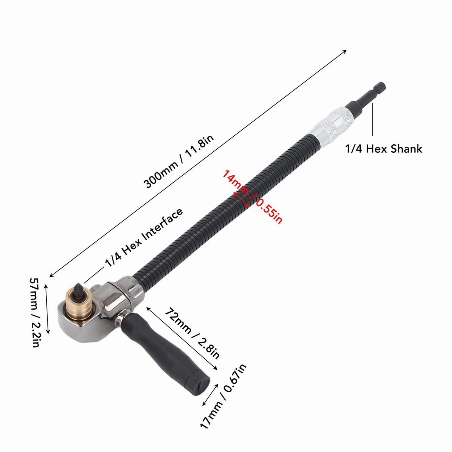 Extensión de Broca de Taladro Flexible con Adaptador de Perforación en ángulo Recto, Soporte de Broca de Extensor de Destornillador de Eje Flexible de 11.8, Soporte de Broca