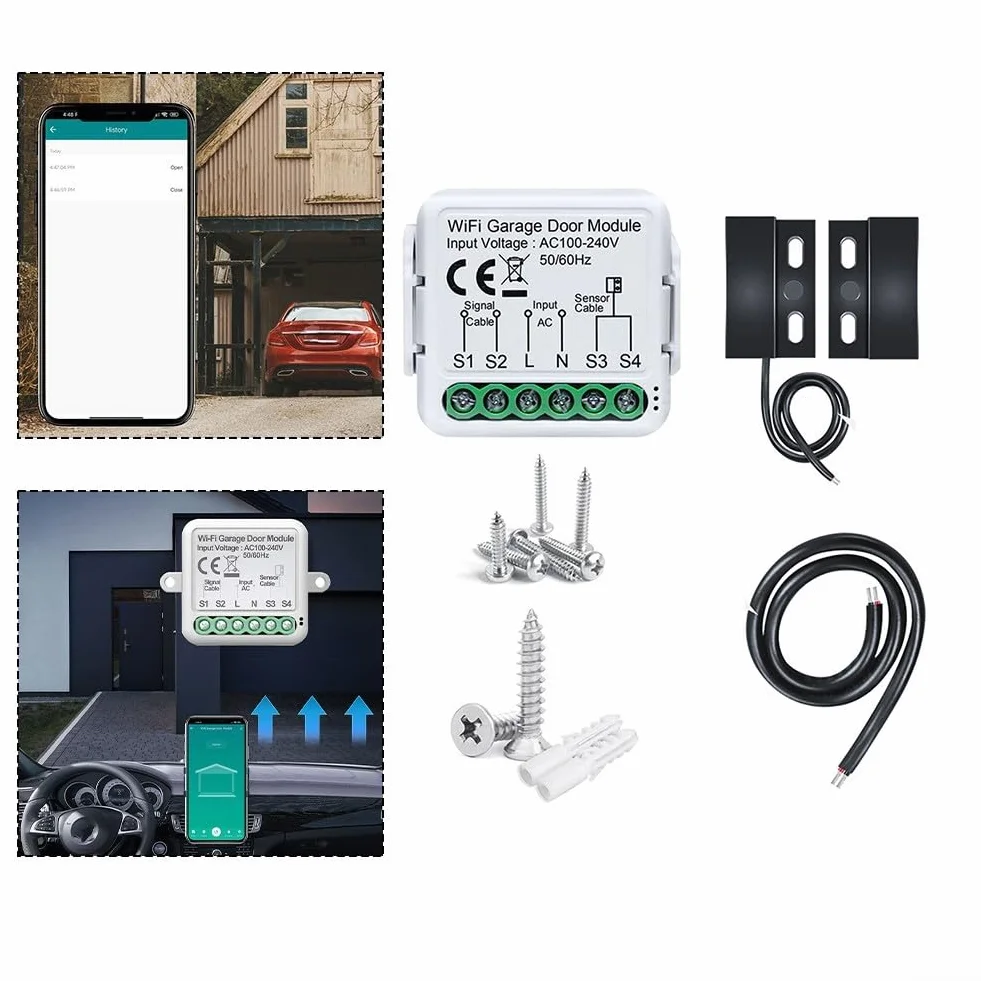 Módulo de puerta de garaje WiFi, para aplicación Tuya, controlador inteligente de puerta de garaje, abridor de sensores de puerta de garaje en tiempo real, control remoto y voz