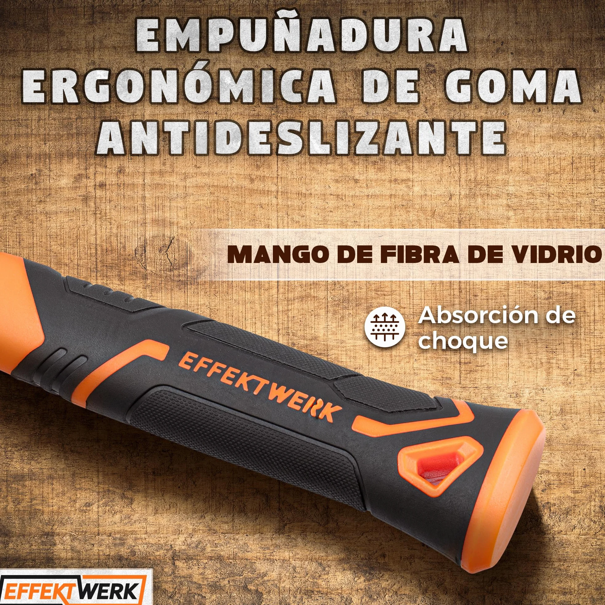 Mazo - 2 kg / 4,4 lb - Mazo pequeño con mango de fibra de vidrio de 24 cm y cabeza de acero forjado para trabajos de demolición