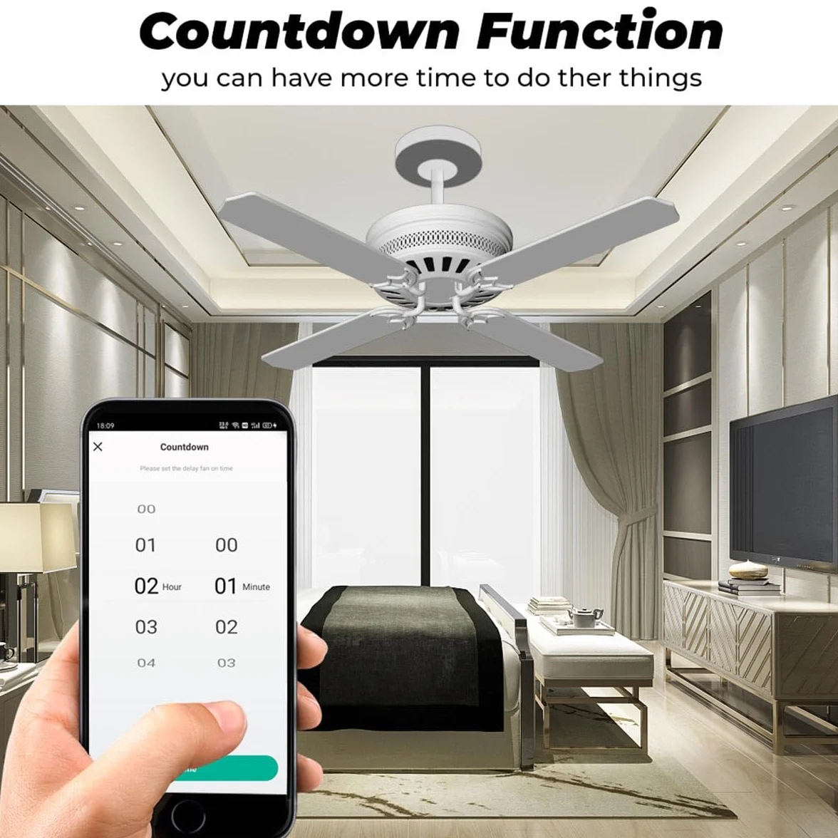 Interruptor inteligente para ventilador de techo con 4 velocidades, WiFi, mini relé inteligente, módulo de interruptor DIY, 150 W máx., requiere cable neutro, compatible con Alexa