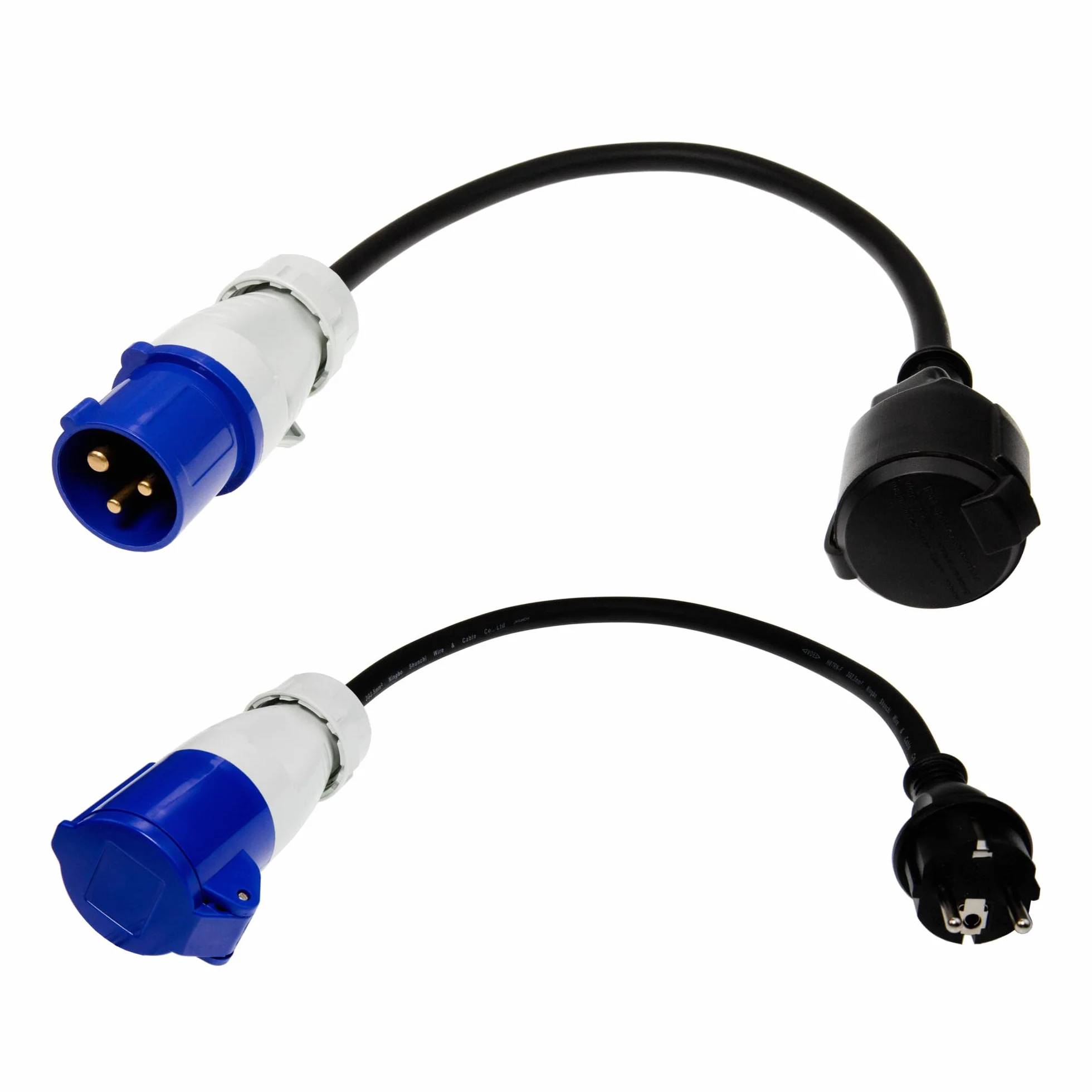 2X Adaptador CEE Conector CEE a acoplamiento Schuko Conector Schuko a toma CEE 230V 16A para Camping y Autocaravana