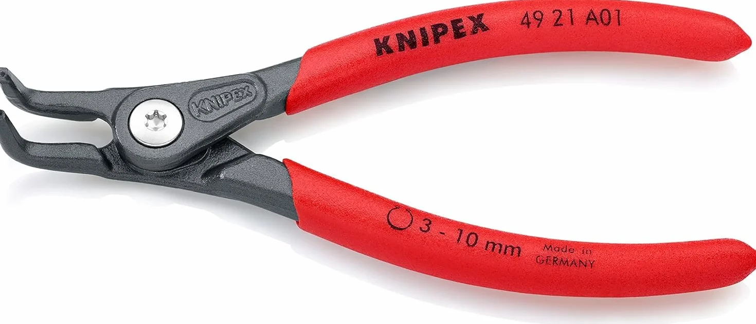 KNIPEX Alicate de precisión para arandelas para arandelas exteriores de ejes Mangos plasticos por inmersión, 49 21 A01