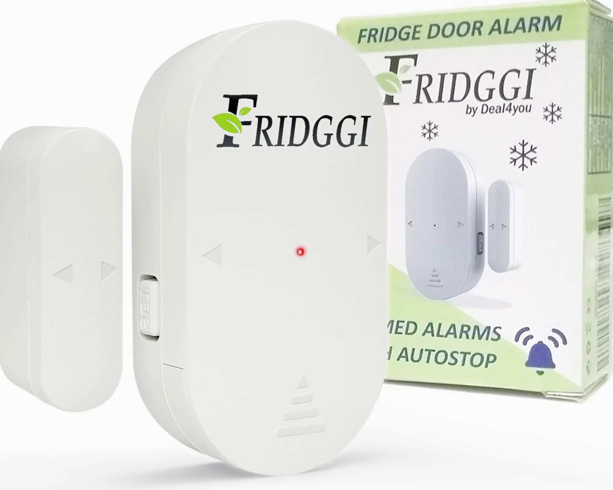 Alarma de Puerta de congelador con retardo de 60 Segundos, recordatorios de 2, 3 y 4 Minutos, Alarma o Timbre para Puerta de refrigerador y Nevera, bajo/Alto 80 a 110 dB (Blanco)