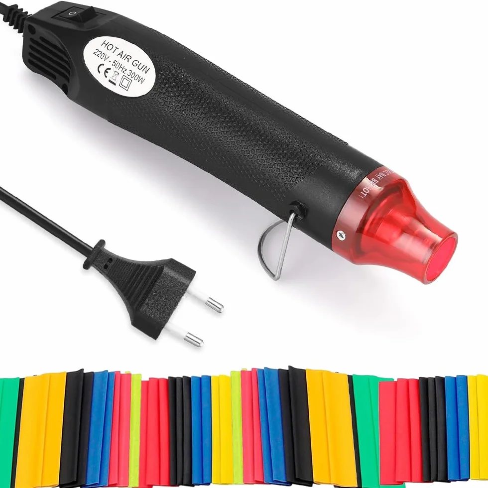 mizikuu Mini Pistola de Calor, 200 ℃ Pistola de Aire Caliente con 328 Tubo Termorretráctil Pistola Térmica para Manualidades, Gofrado, Encogimiento de Calor, Secado de Tinta