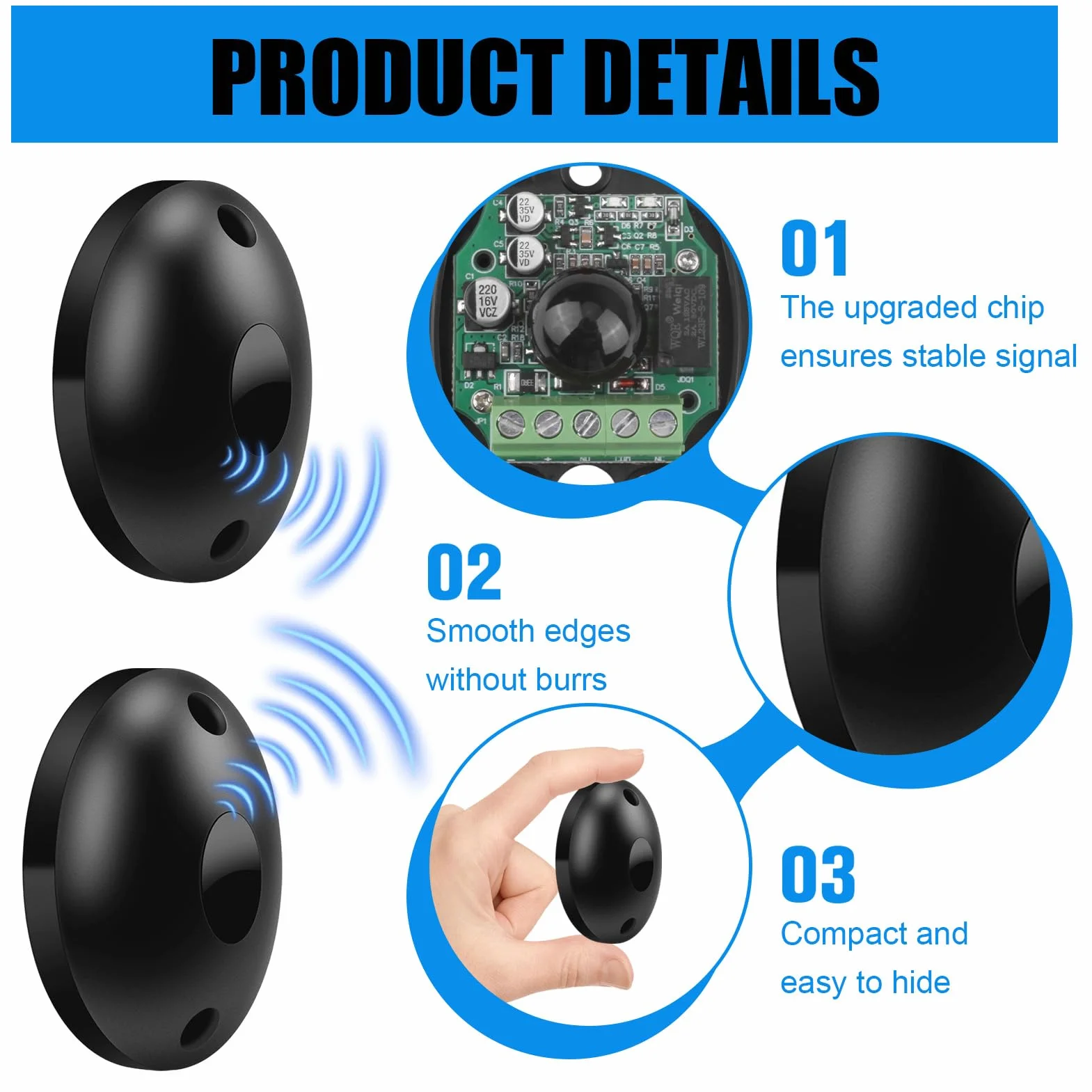Fotocélulas Infrarrojas Universales, Par de Sensor Puerta Garaje, Fotocélula Infrarroja para Puertas Automáticas y Puertas de Garaje, Acerca de Alcance de 20 Metros, 12/24V AC/DC