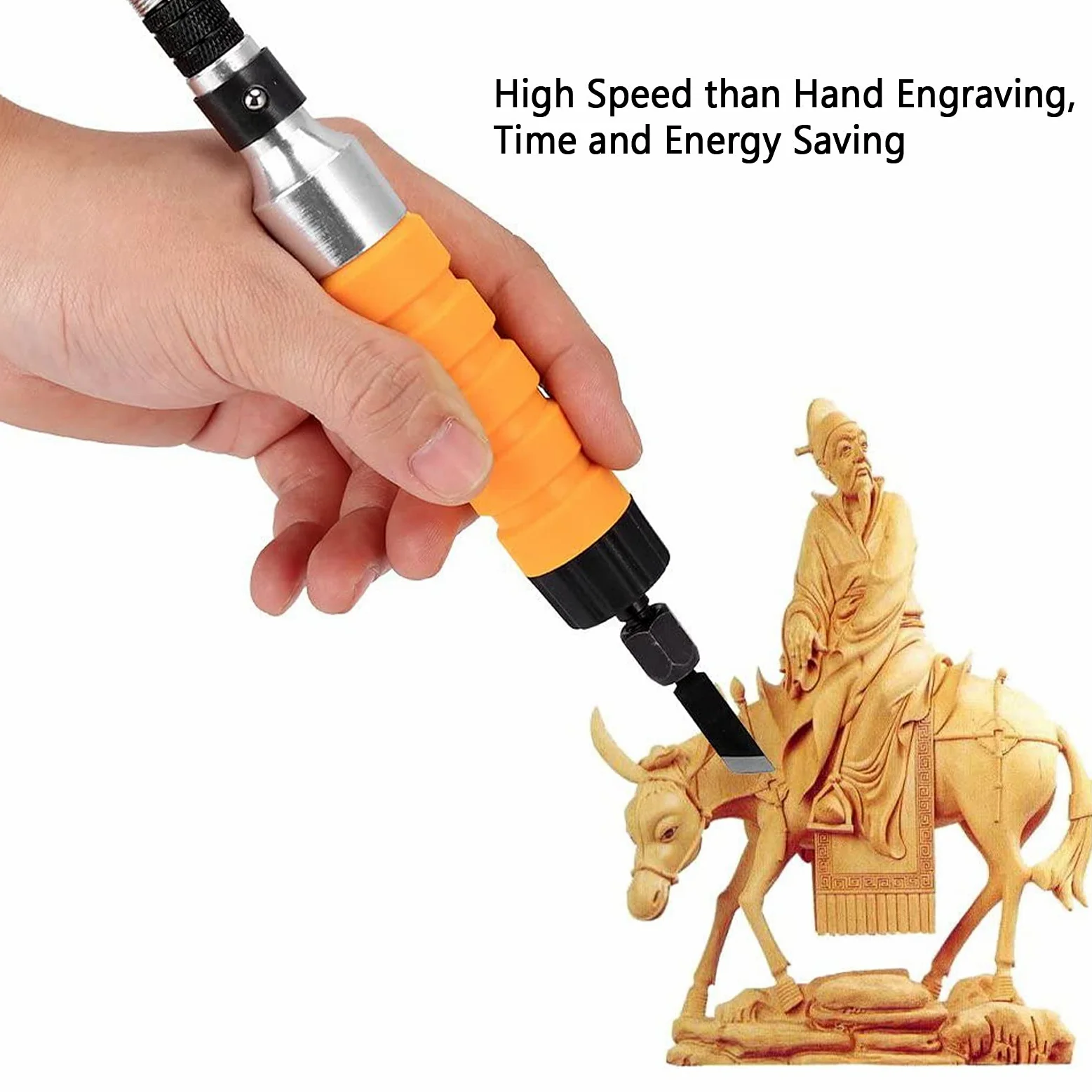 Juego de Cinceles Eléctricos para Tallar Ma dera, Herramienta de Grabado Y Ranurado con Eje Flexible Y Dura dero para Trabajar La Ma dera, Tallado de Raíces 1 Cincel, 5 Hojas