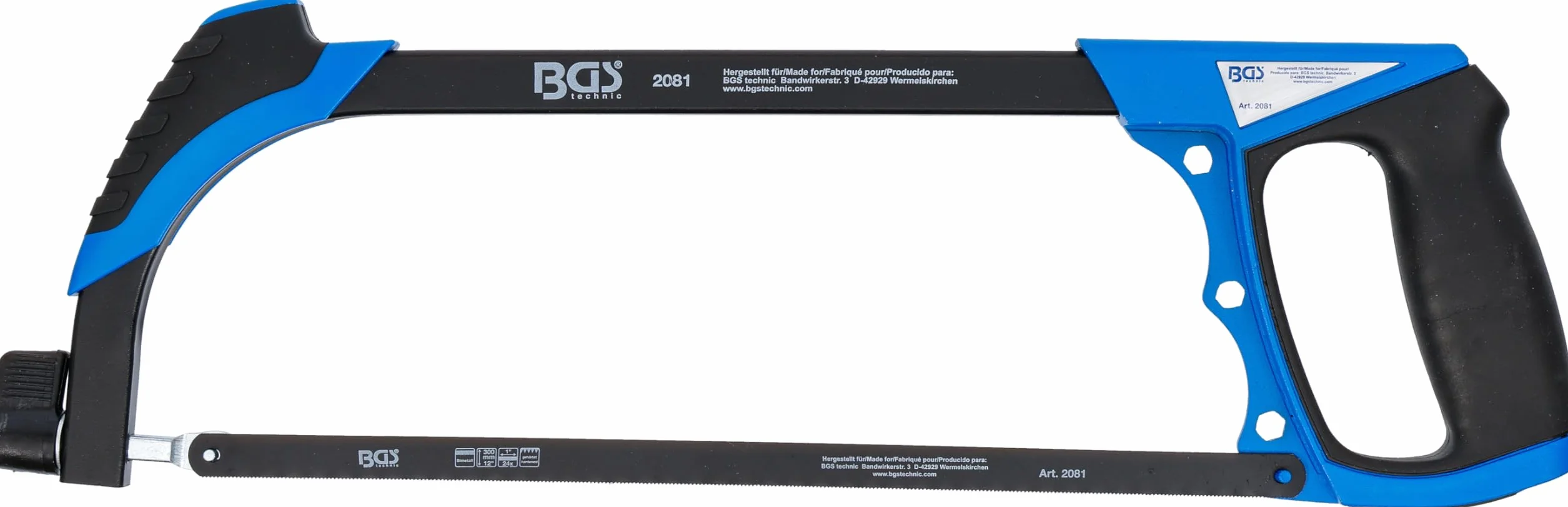 BGS 2081 | Arco de sierra de aluminio | incl. hoja de sierra HSS | 300 mm
