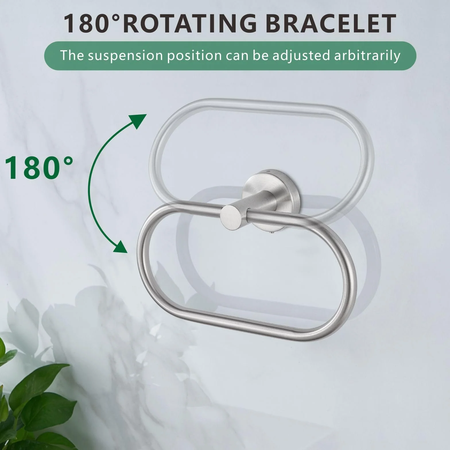 Toallero de Baño Perforado de Acero Inoxidable, Anillo de Toalla Níquel Cepillado para Pared, Accesorio Moderno