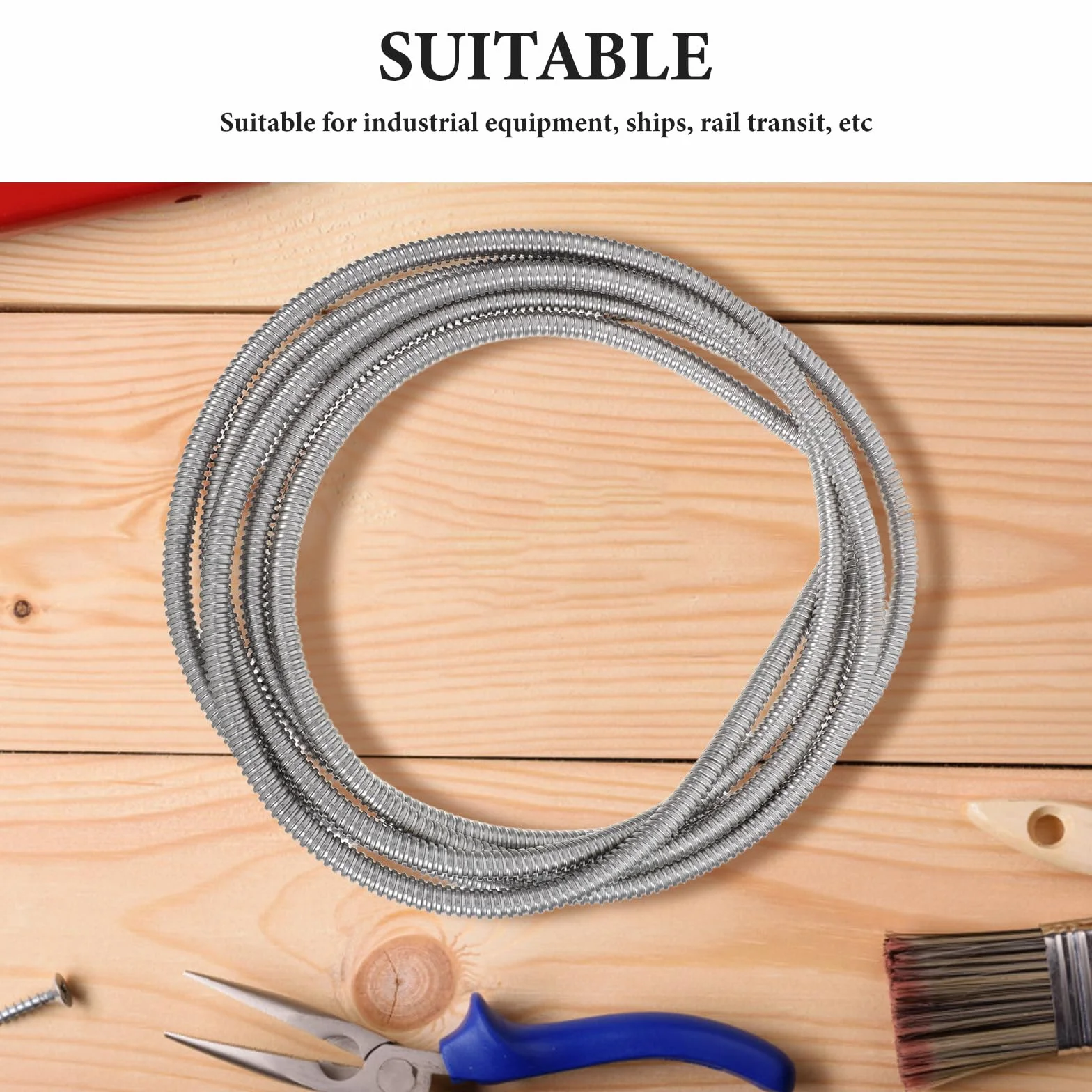 Conducto eléctrico flexible de pared reducida, tubo de acero inoxidable de 7 mm para gestión, cableado y protección de cables industriales y domésticos.