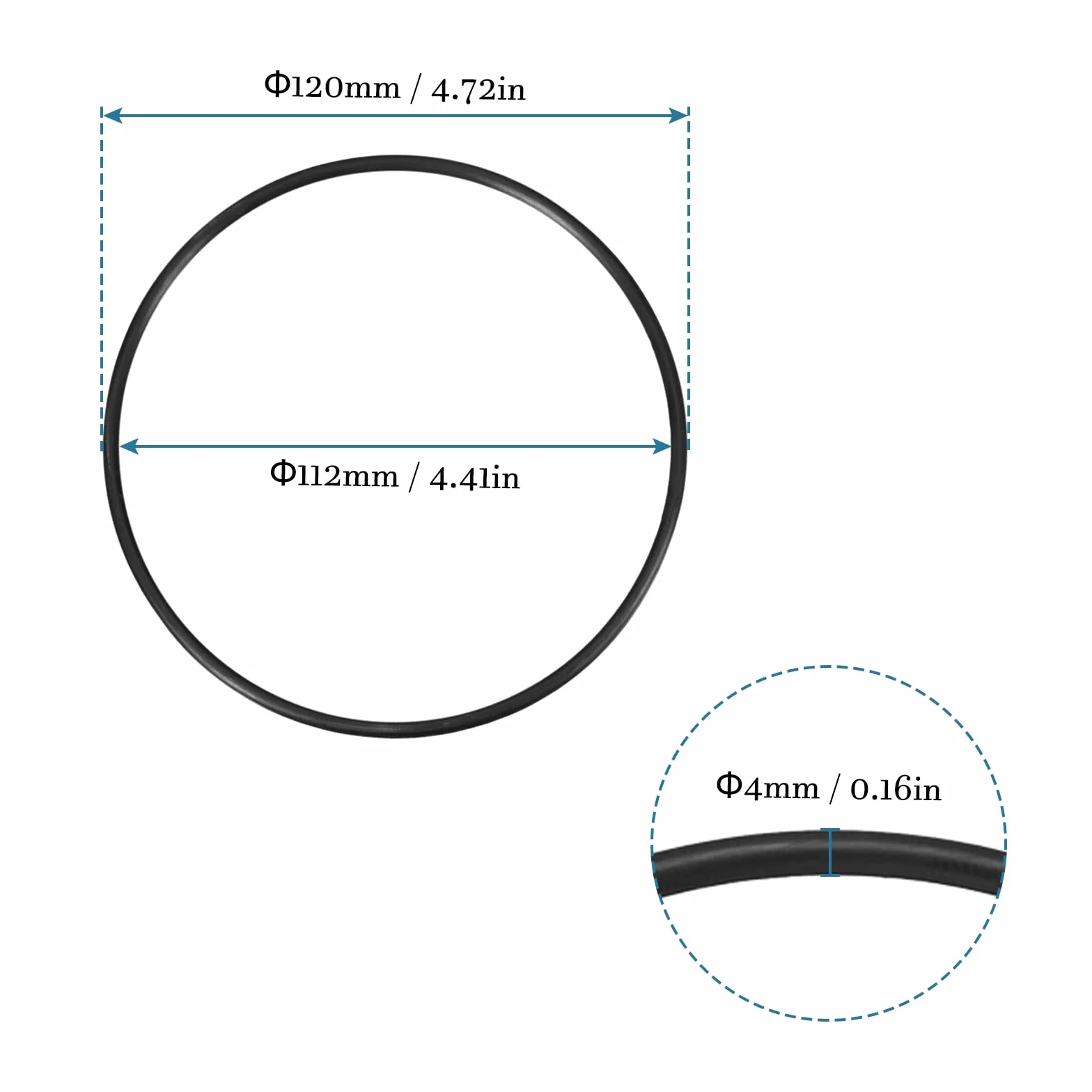 QUARKZMAN 120mm x 112mm x 4mm Nitrilo Goma Juntas Tóricas x 5uds Redondo Junta Arandela para Grifo Plomería Reparación Sellado Conexión [Negro]
