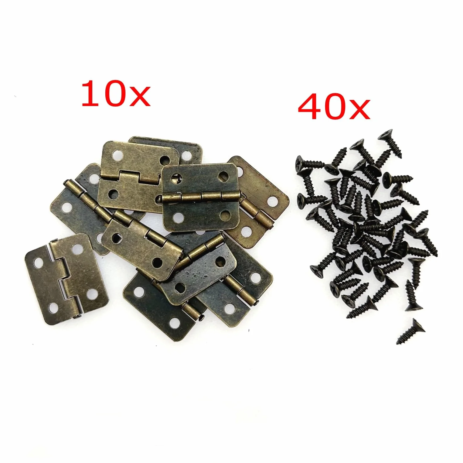 JZK Minisagras de bronce 18 x 16 mm Paquete de 10 bisagras de cajón