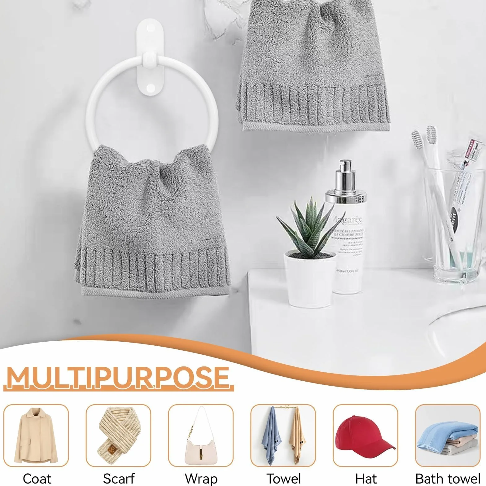 Toallero De Anilla Acero Inoxidable Porta Toallas Redondo Montaje En Pared Baño Cocina