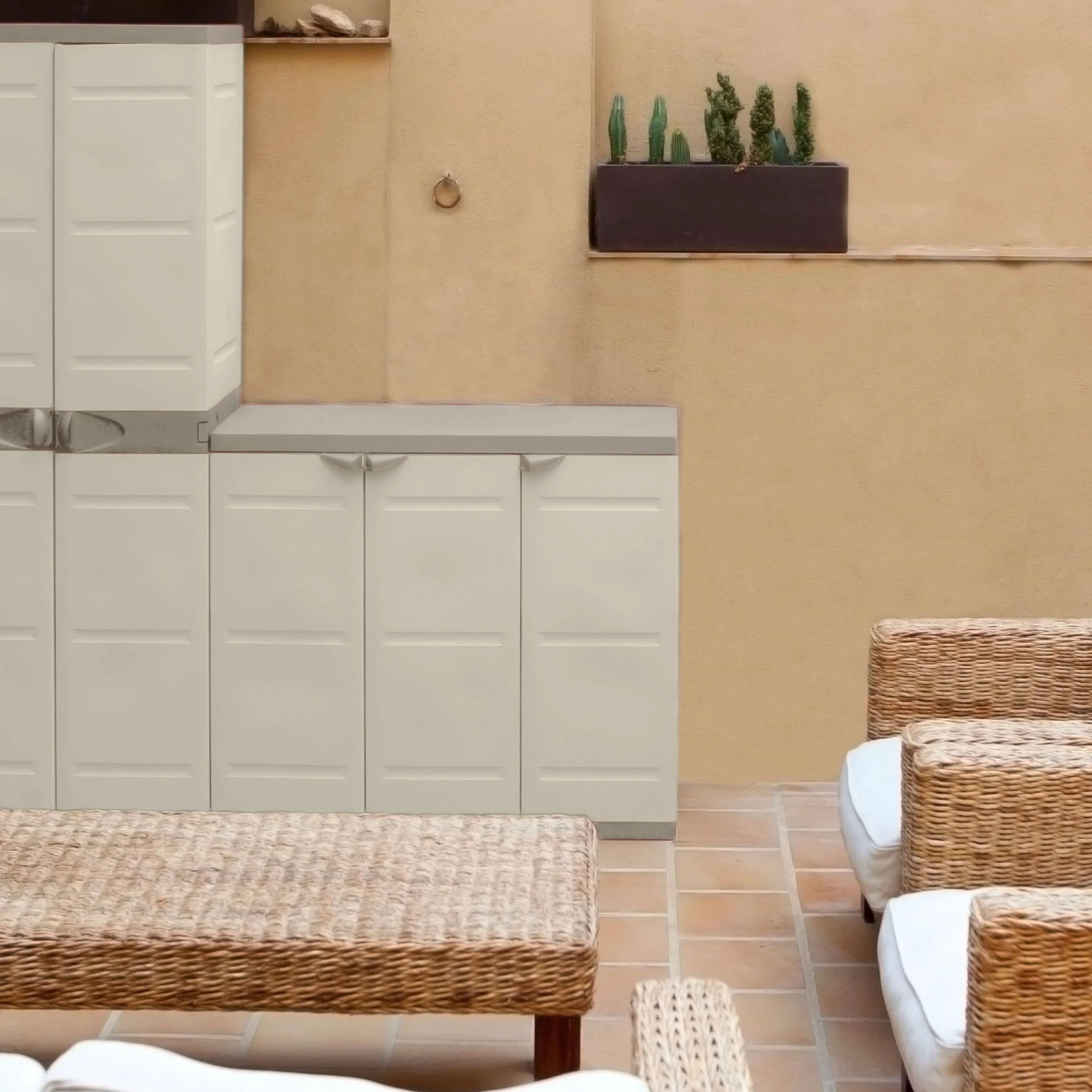 Plastiken Titanium Armarios Beige 105x44x88 cm