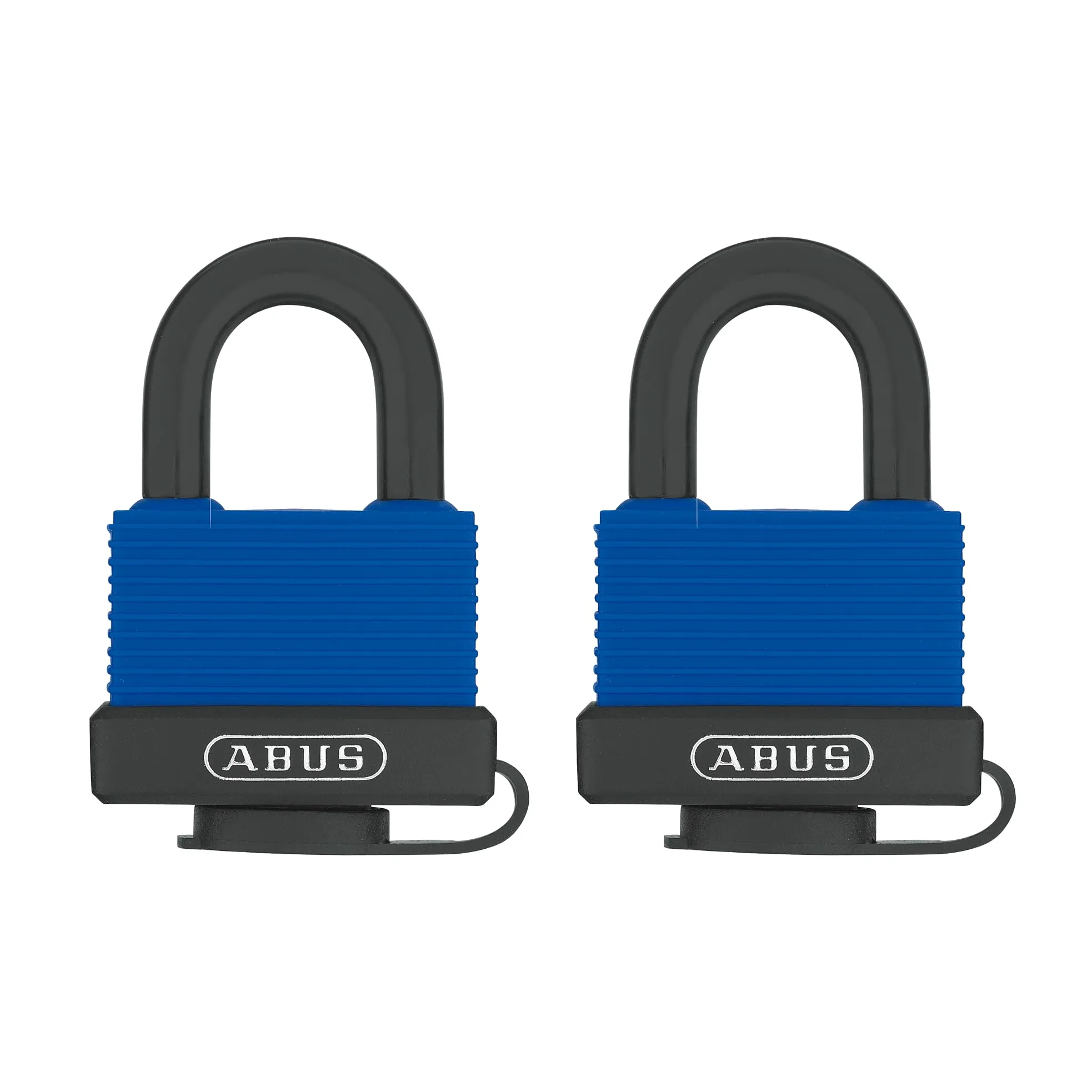 Abus 70IB/45 C KAx2 azul todo tipo de clima candado cuerpo de latón macizo, con Tapa para el mal tiempo y candado con grillete de acero inoxidable con llave, Conjunto de 2