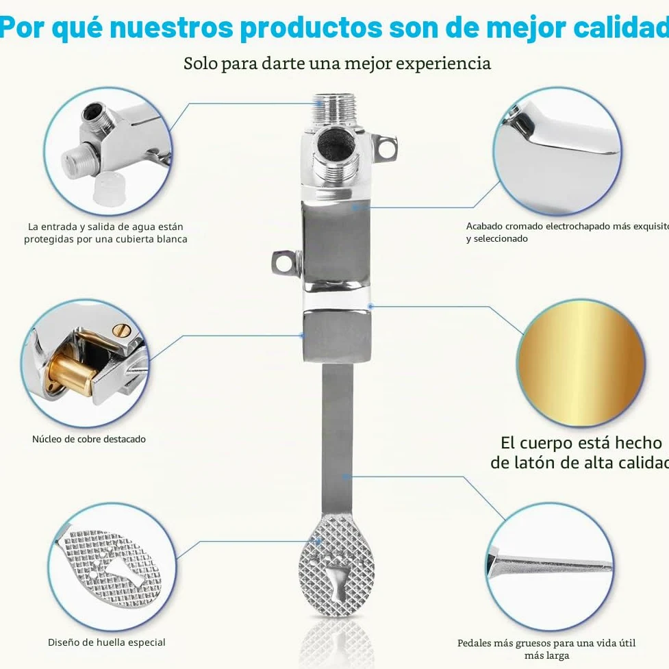 Válvula a Pedal Simple para Suelo LukLoy, Cromo Pulido Válvula de Agua Operada con el Pie para Cocina y Baño (1 paquete)