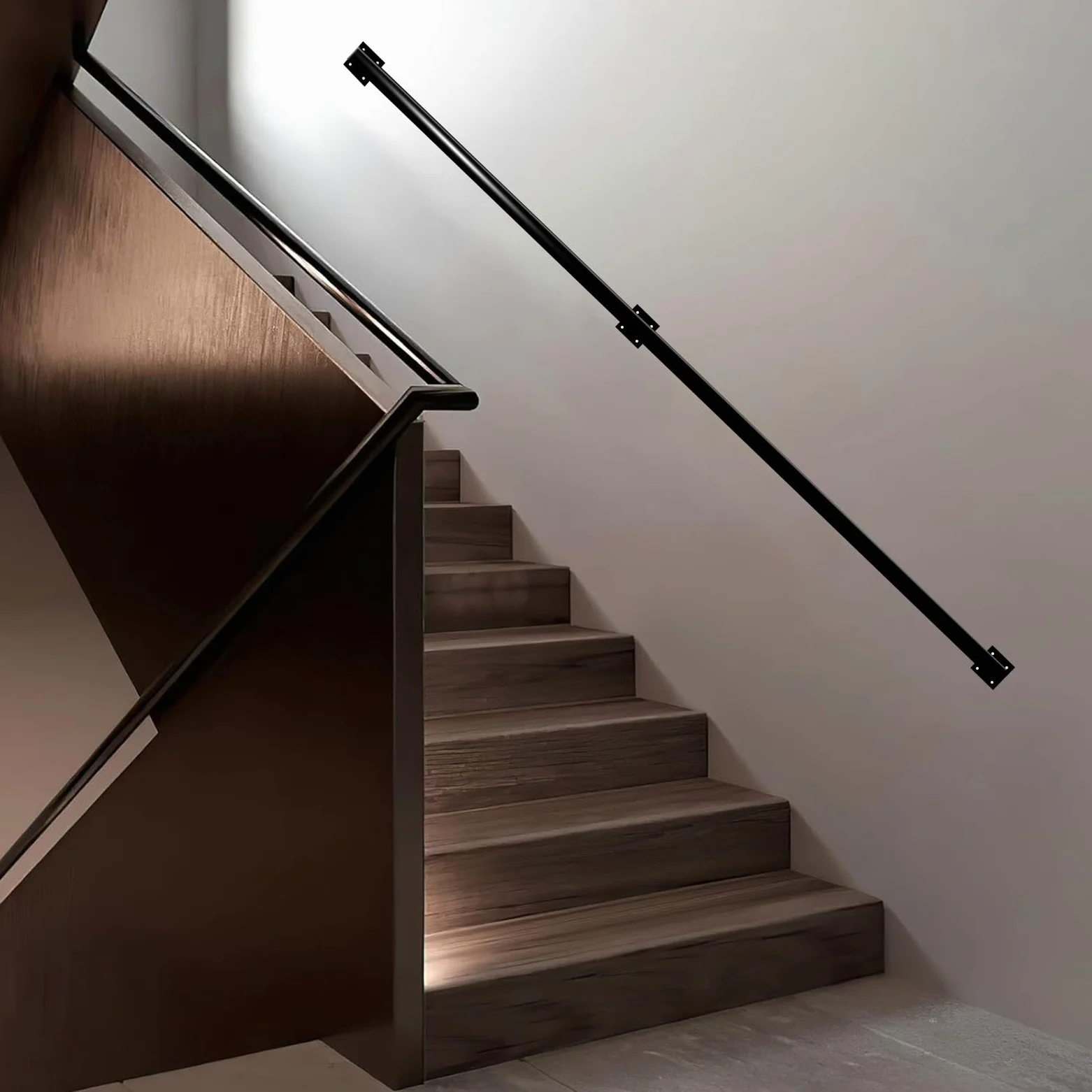 30cm Pasamanos de Escalera de Hierro Forjado para Interiores y Exteriores, Poste de Apoyo para barandillas de escaleras para niños Mayores, reposabrazos Antideslizante