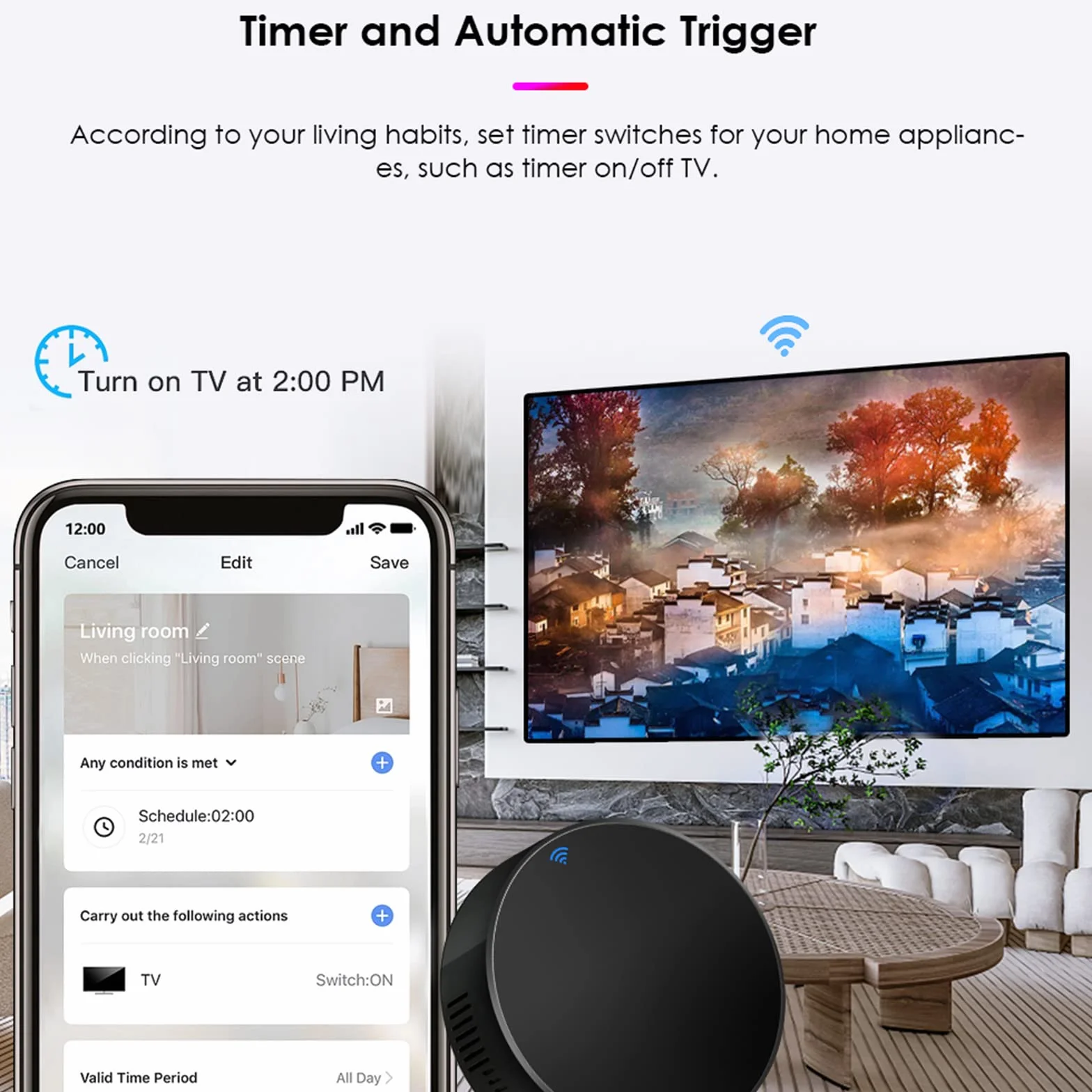 Mando a distancia universal IR WiFi TUYA con control por voz para ventiladores RF, TV, aire acondicionado y cortinas eléctricas