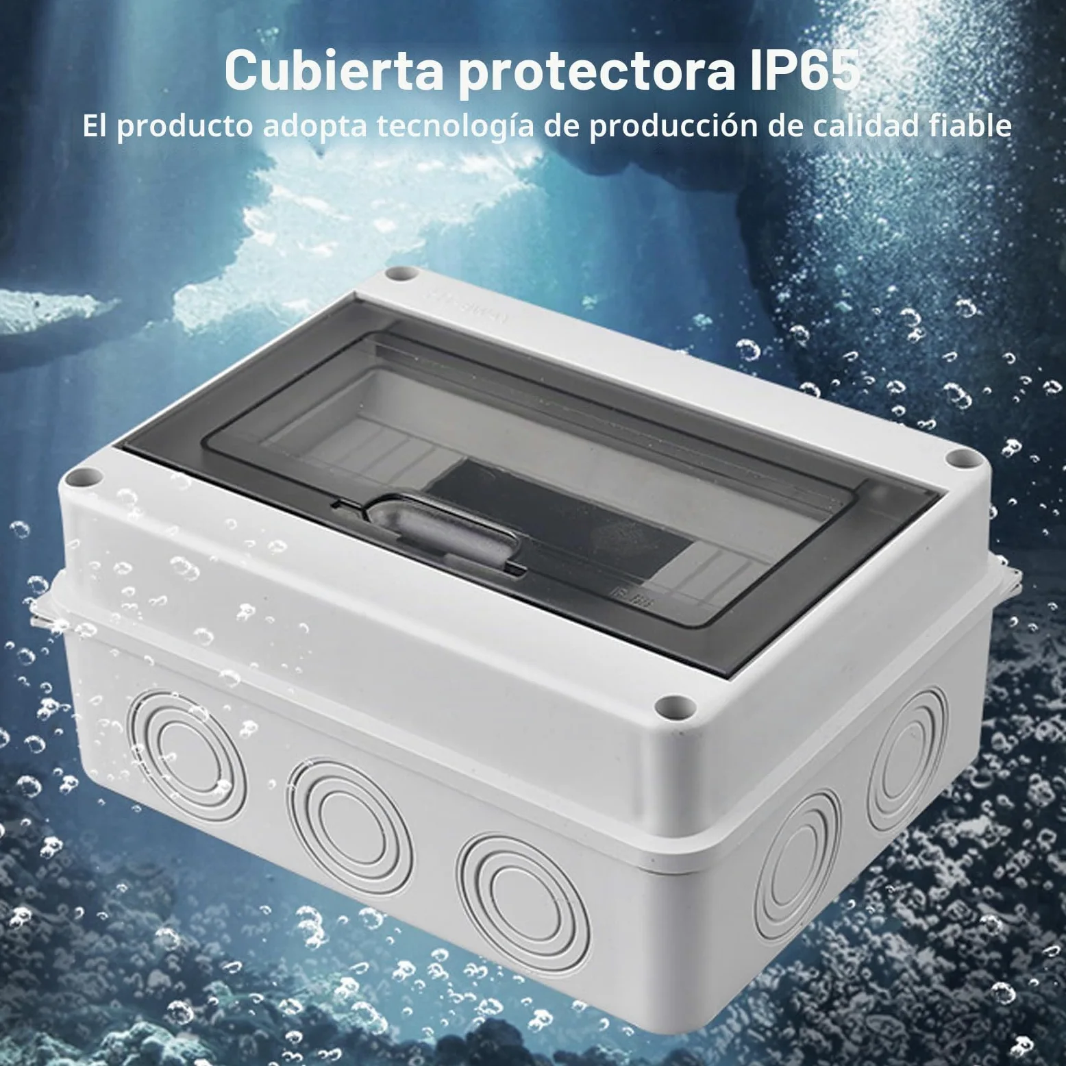 SPORWAY Unidad de consumo 4 vías para caravana, taller, caja de fusibles, disyuntor, caja de distribución con carcasa IP65, 63 A, 2 x 6 A+10 A+20 A+32 A