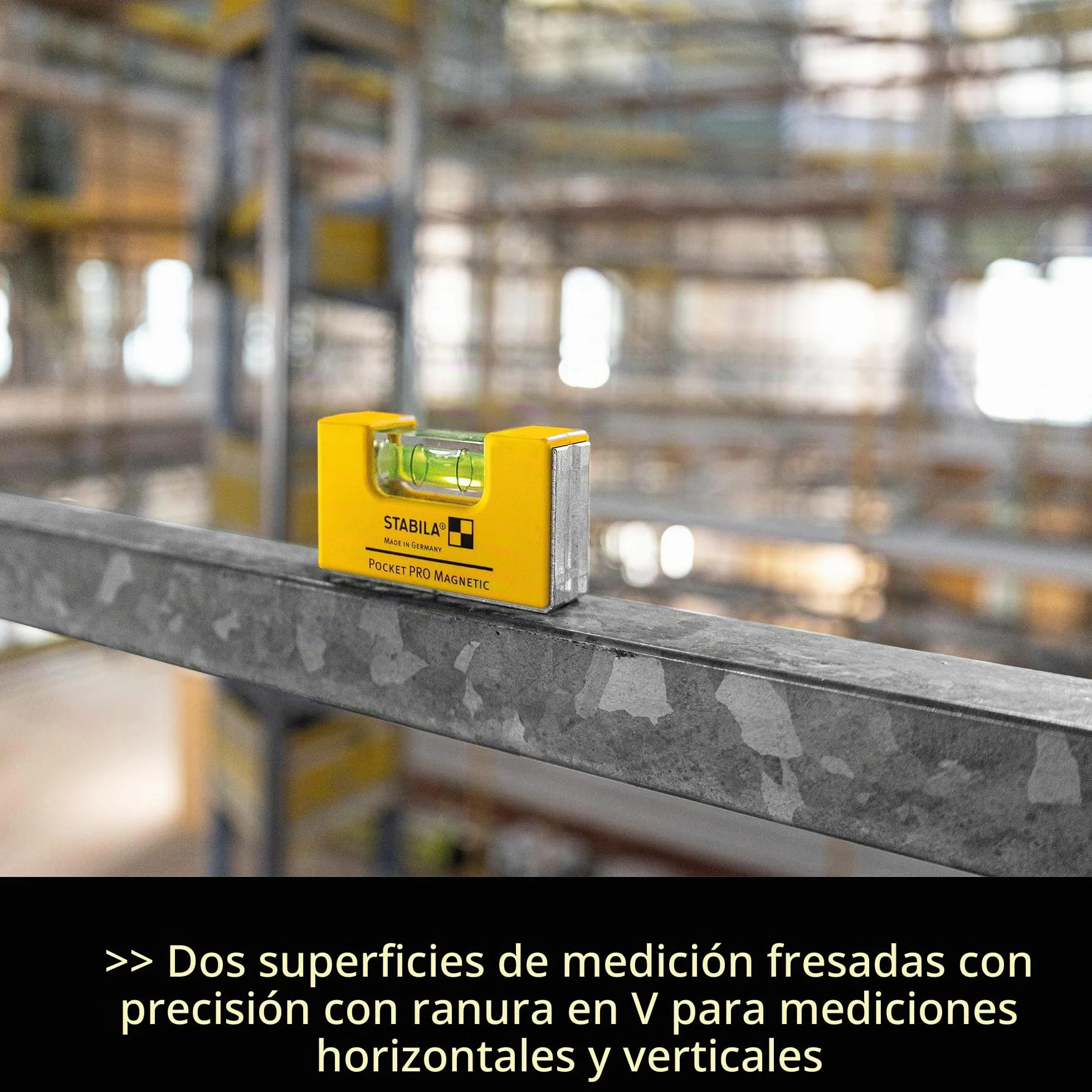STABILA Mininivel espiritual magnético Pocket PRO con clip para cinturón, 7 cm, fuerte imán de tierras raras, 1 nivel horizontal, fabricado en Alemania, amarillo, 15 x 8 x 20 cm