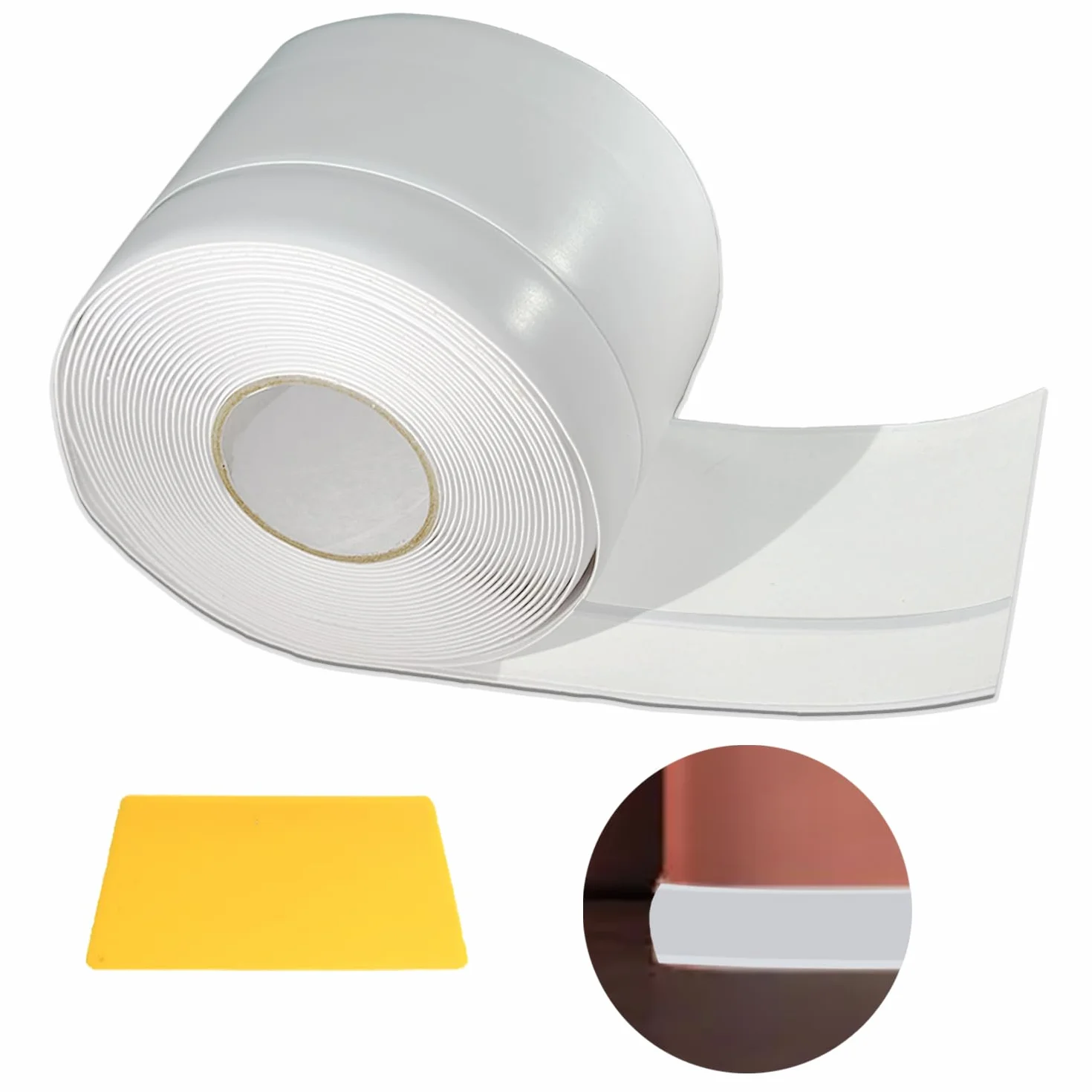 Rodapiés Autoadhesivo Flexible, 6M 50 x 20mm Perfil PVC, Rodapie de Acabado Rodapiés Flexible Cinta Autoadhesiva para Cocina y Baño Blanco
