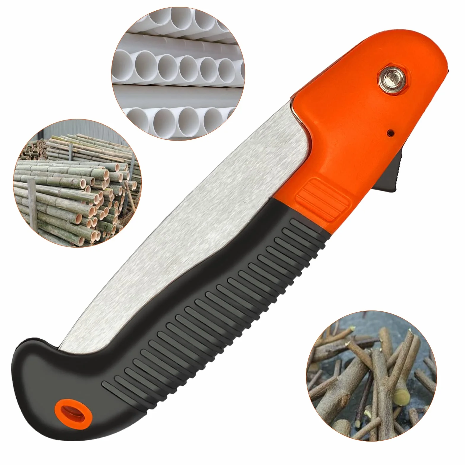 Newaner Serrucho de Poda Plegable 180mm Sierra de Mano Mango Antideslizante Cierre de Seguridad Naranja